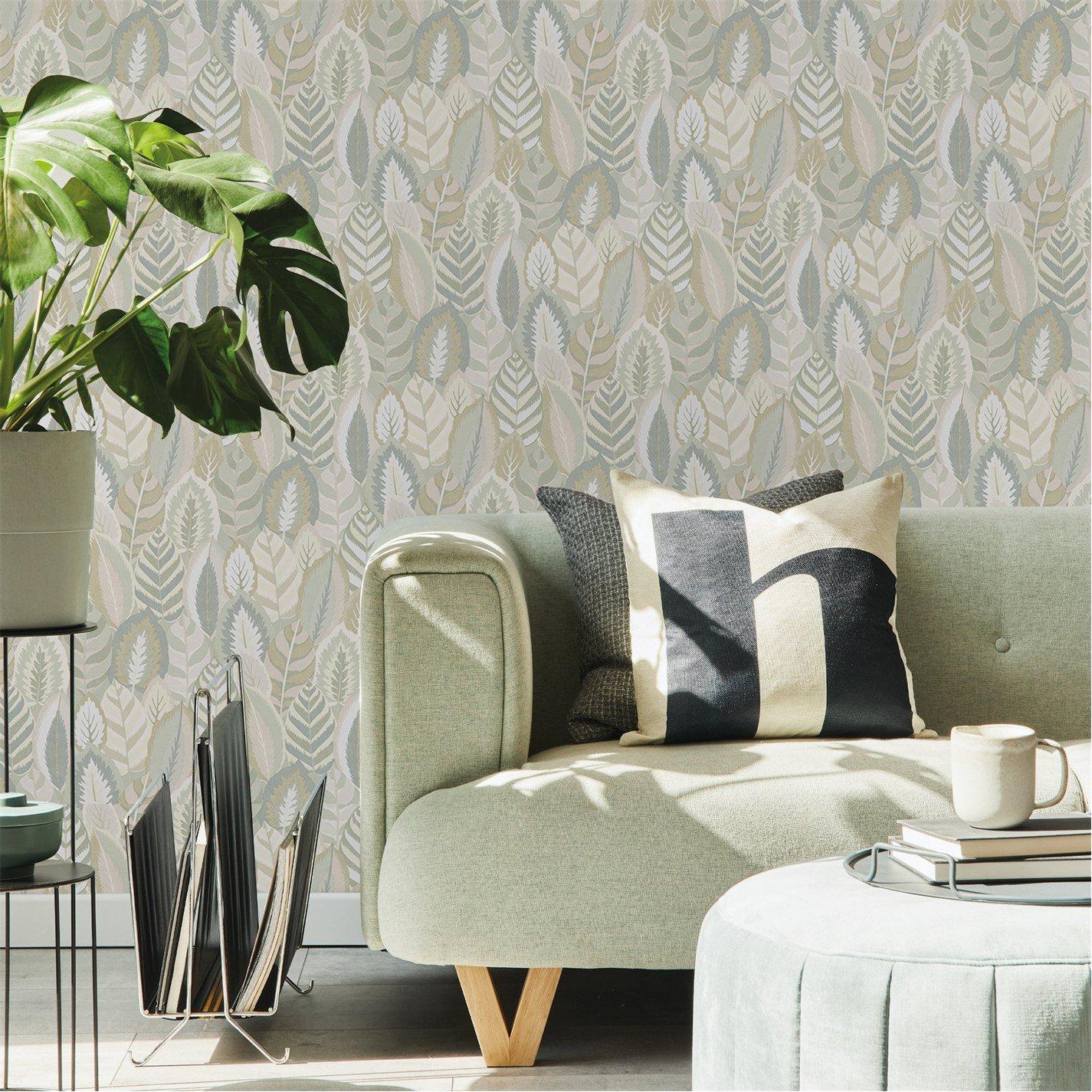 Sage - Sublime - Arty Leaves Sage Wallpaper - 2