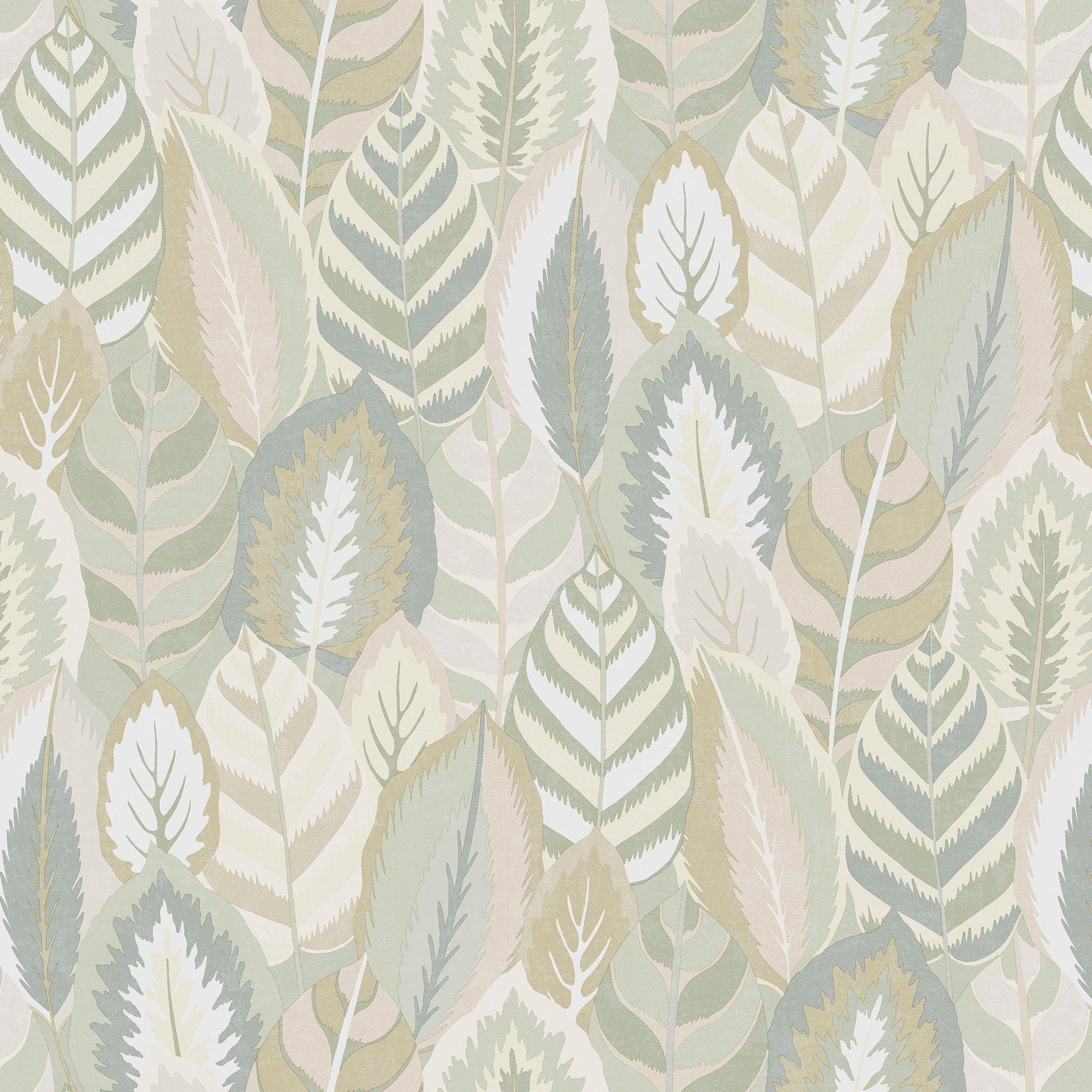 Sage - Sublime - Arty Leaves Sage Wallpaper - 3