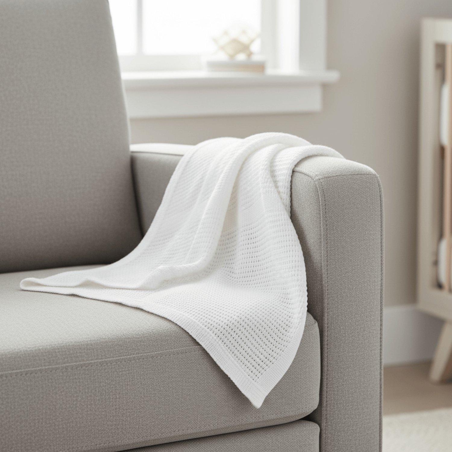 Clair De Lune  Newborn Soft Cotton Cellular Shawl - White - Pram