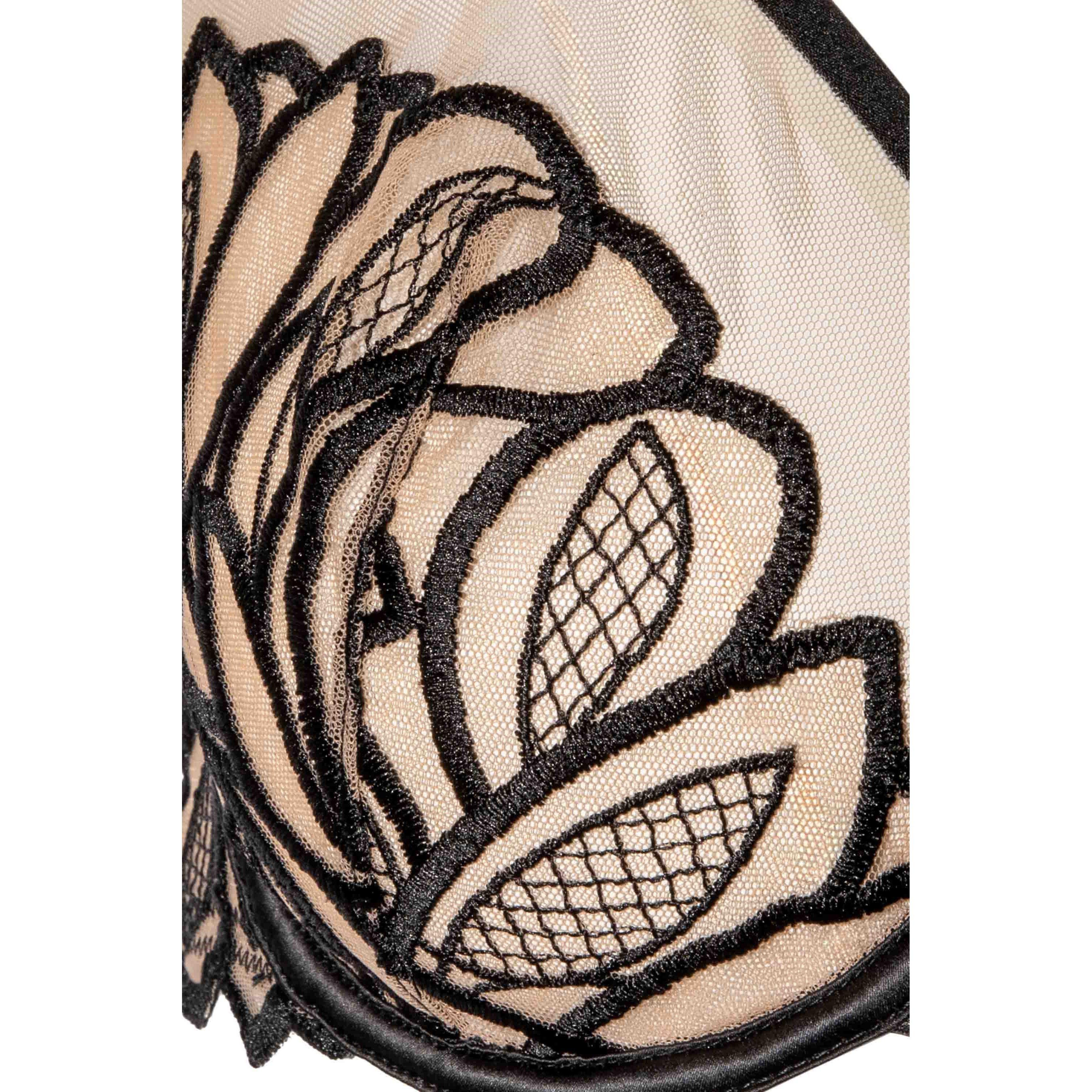 Black - Wolf and Whistle - Lilith Black Graphic Embroidery Bra - 4