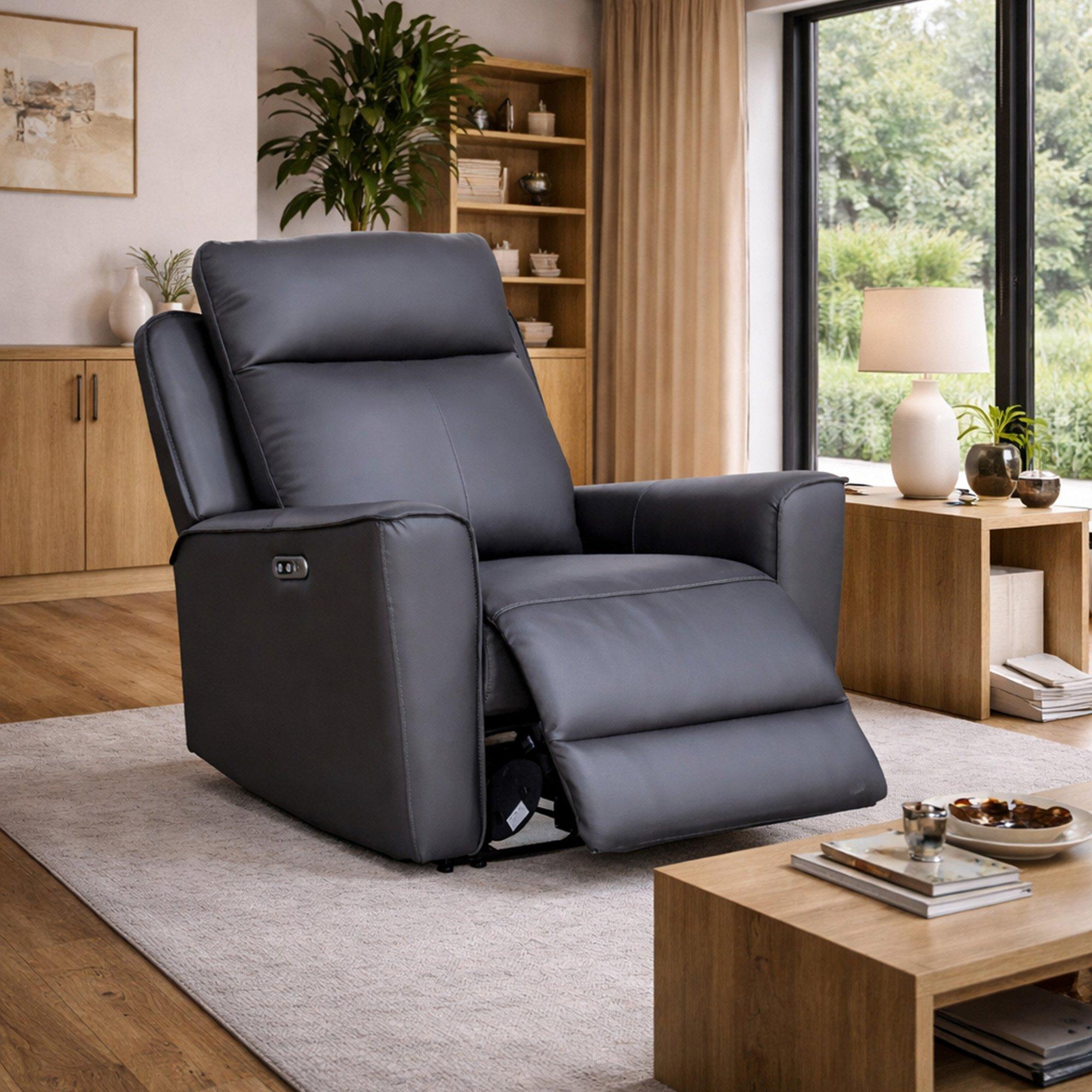 Charcoal - Aspire - Elmhurst Power Recliner Armchair (1 Seater) - 2