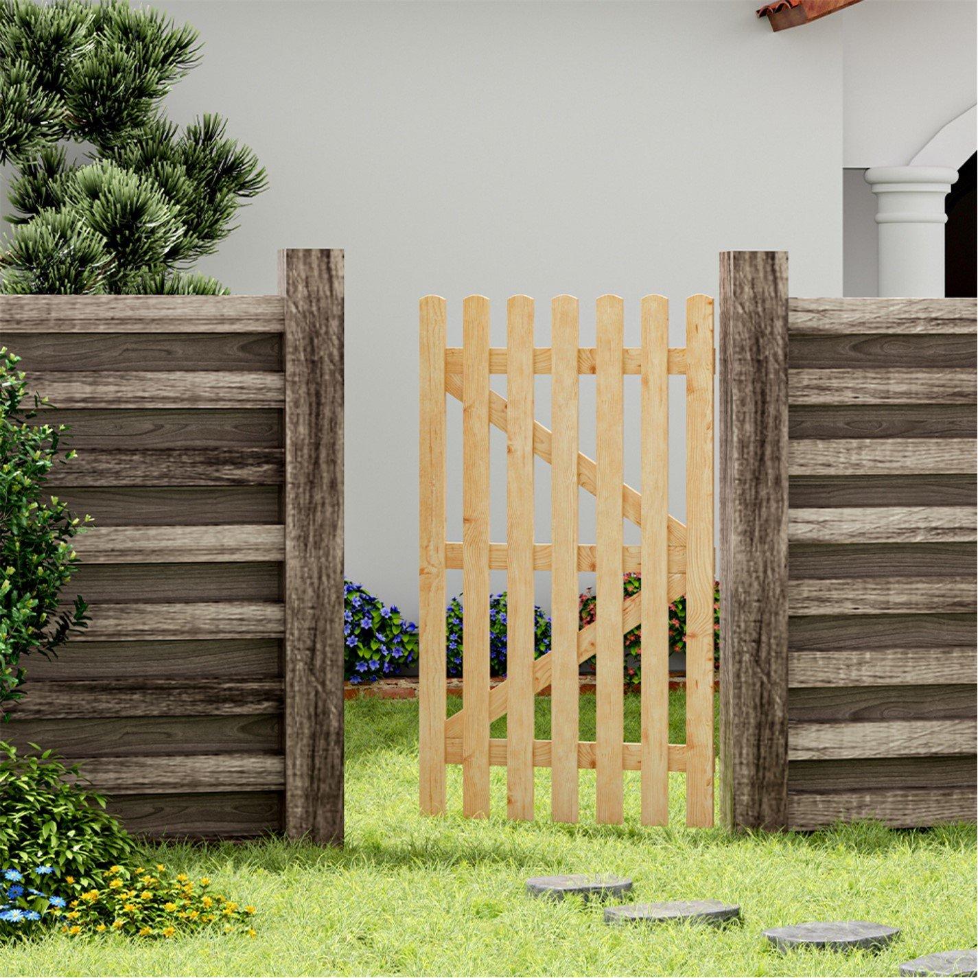 Brown - Breeins - 150cm H Garden Wood Fence Gate with Latch Brown - 5