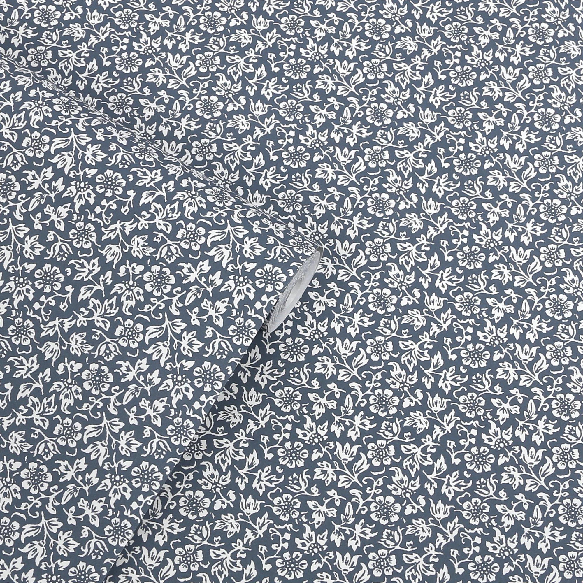 Denim Blue - Laura Ashley - Sweet Alyssum Wallpaper - 3