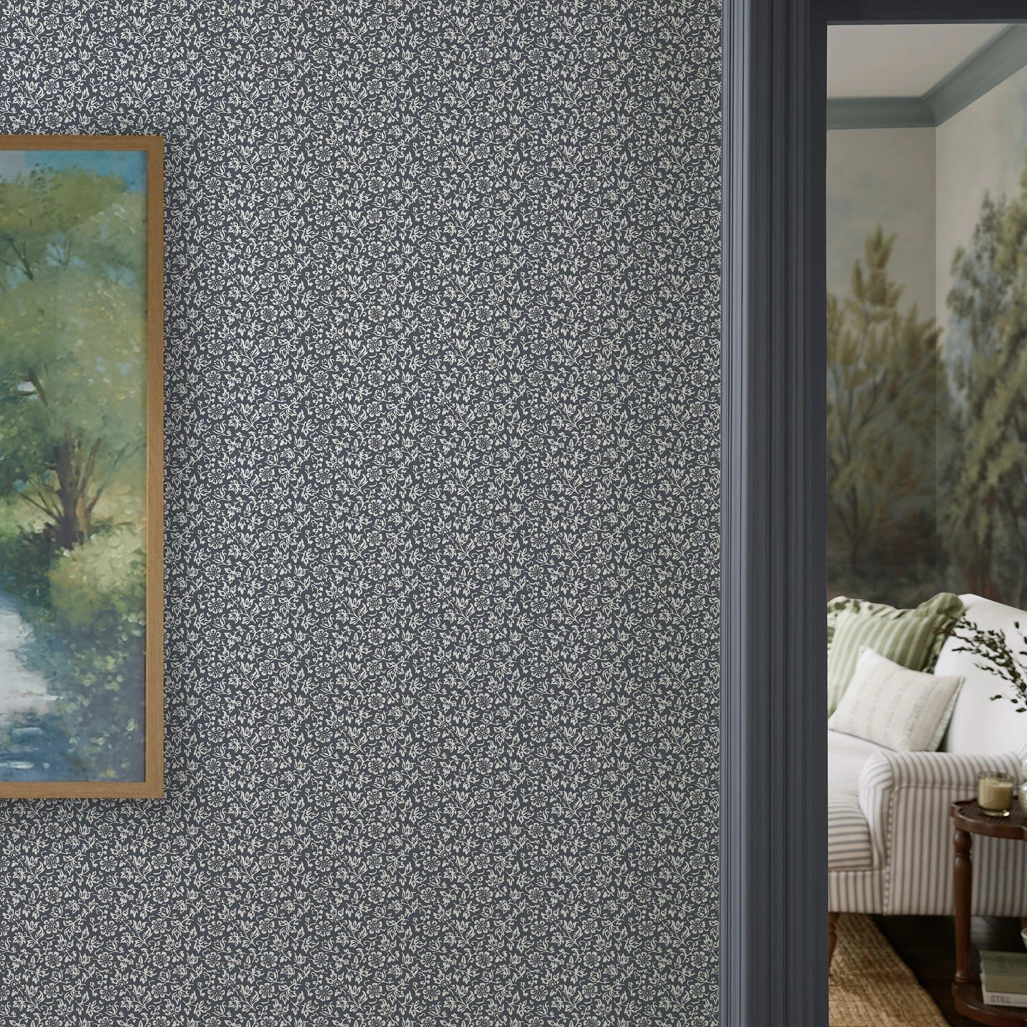 Denim Blue - Laura Ashley - Sweet Alyssum Wallpaper - 5