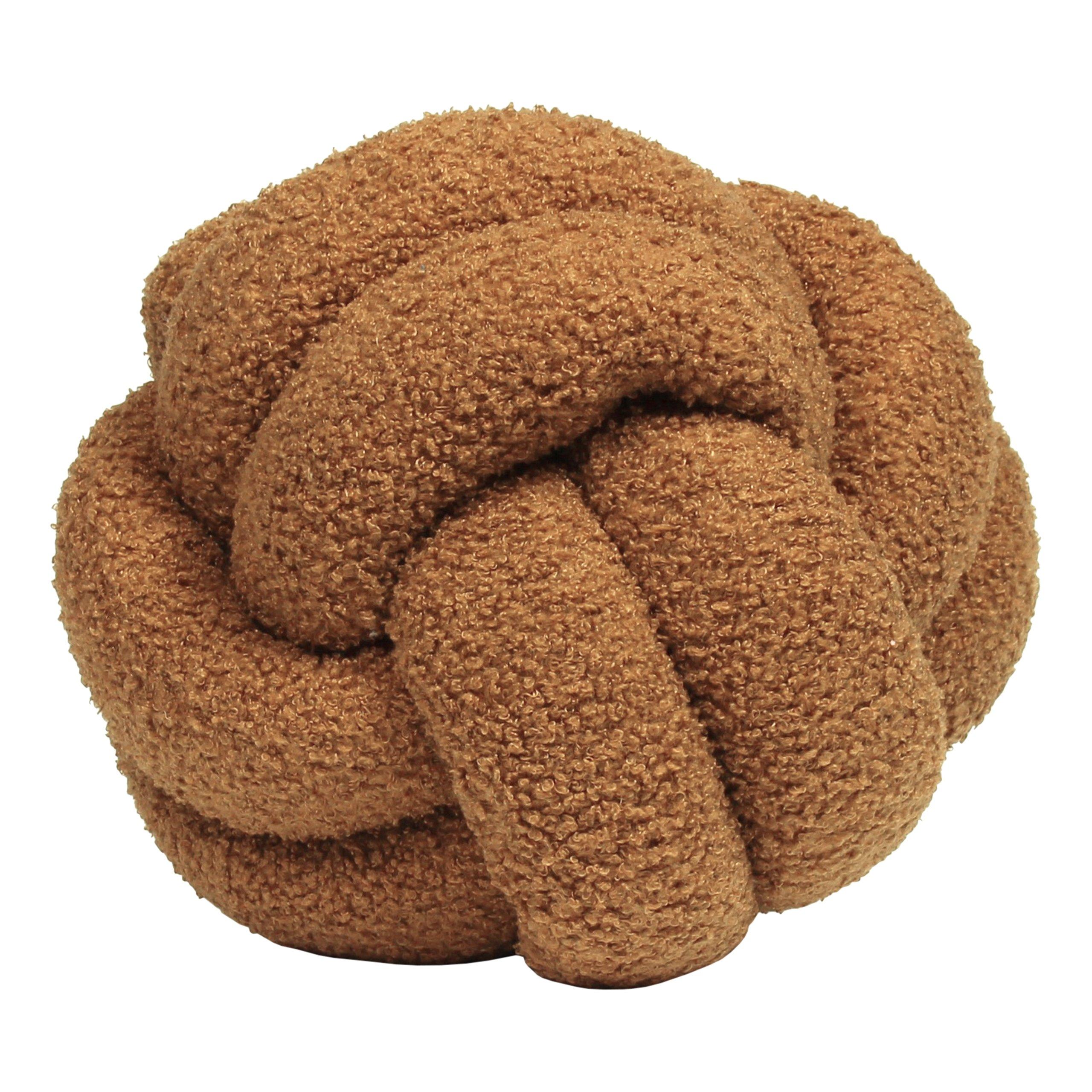 Furn.  Boucle Knot Fleece Cushion - Ginger - 30x30cm