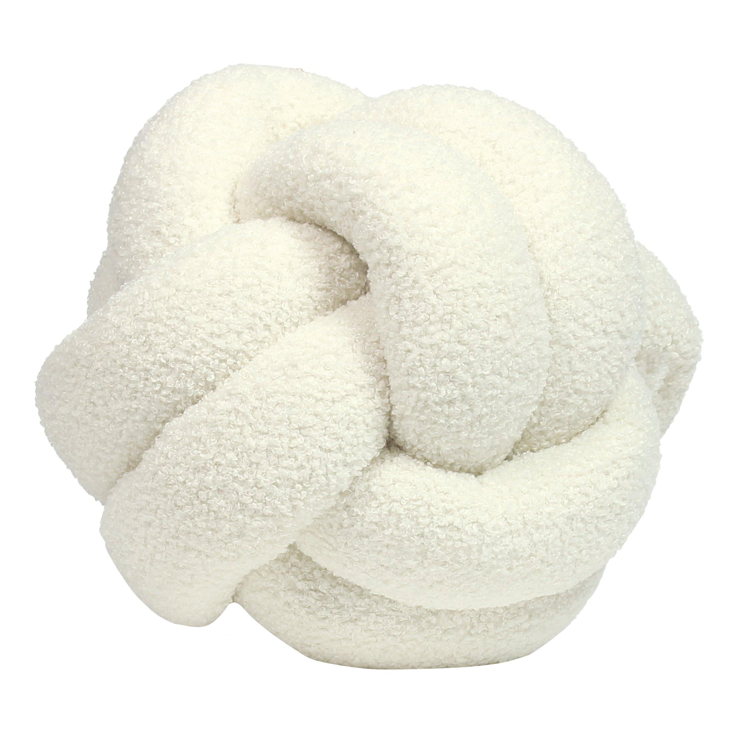 Furn.  Boucle Knot Fleece Cushion - Ecru - 30x30cm
