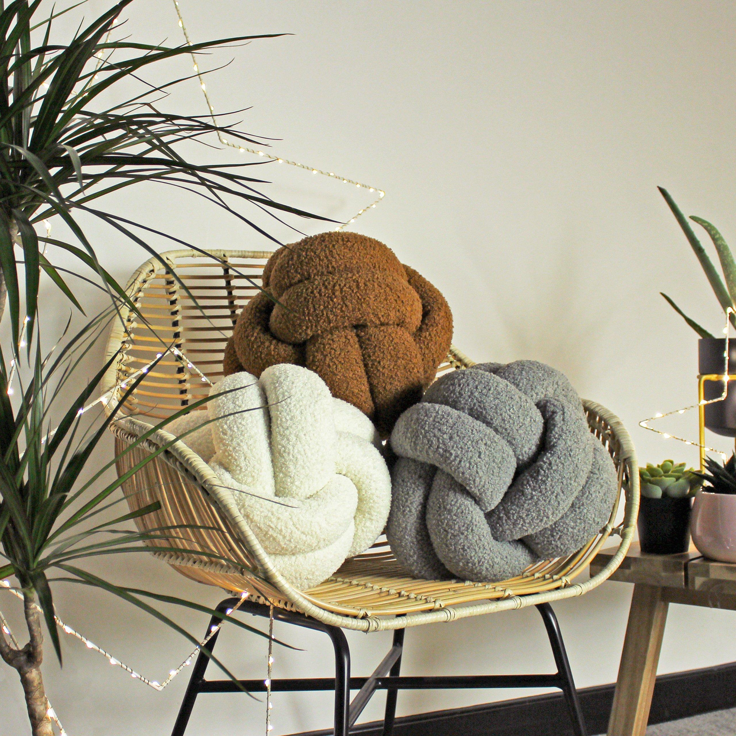 Ecru - Furn - Boucle Knot Fleece Cushion - 2