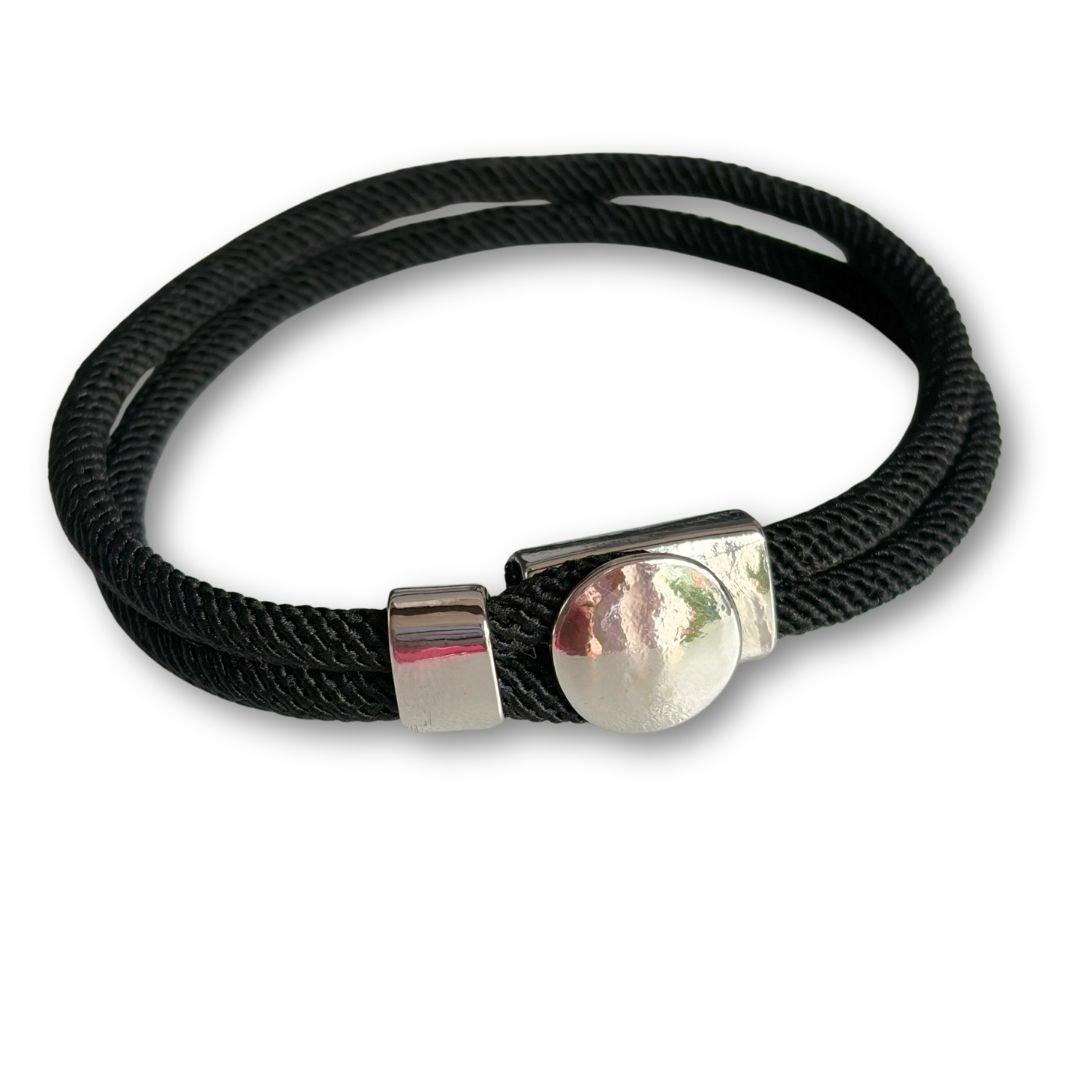 Black - Aye Do Gifts - Mens Black Braided Button Bracelet - 1