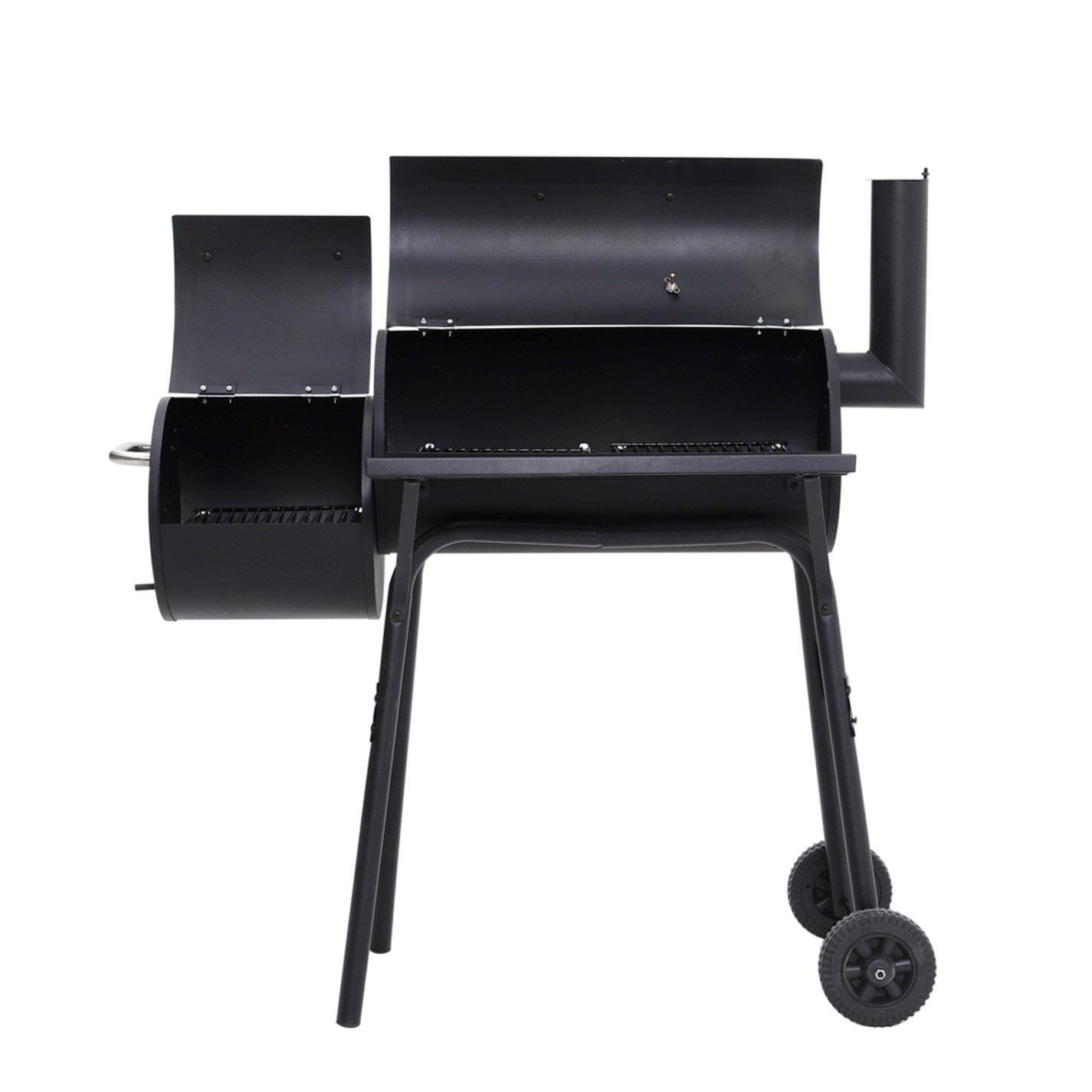 Black - Breeins - Outdoor Charcoal BBQ Grill with Trolley Black - 4