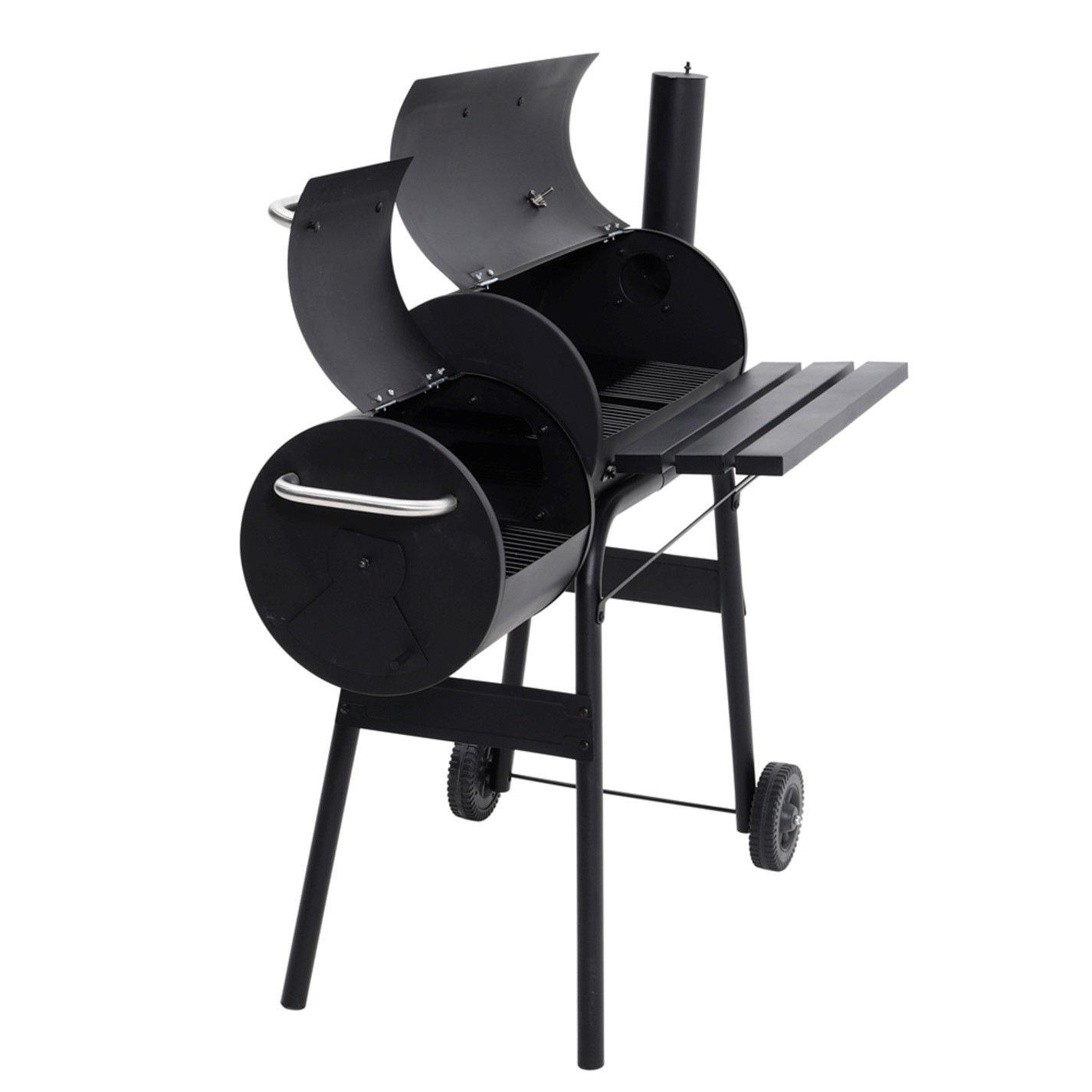 Black - Breeins - Outdoor Charcoal BBQ Grill with Trolley Black - 5