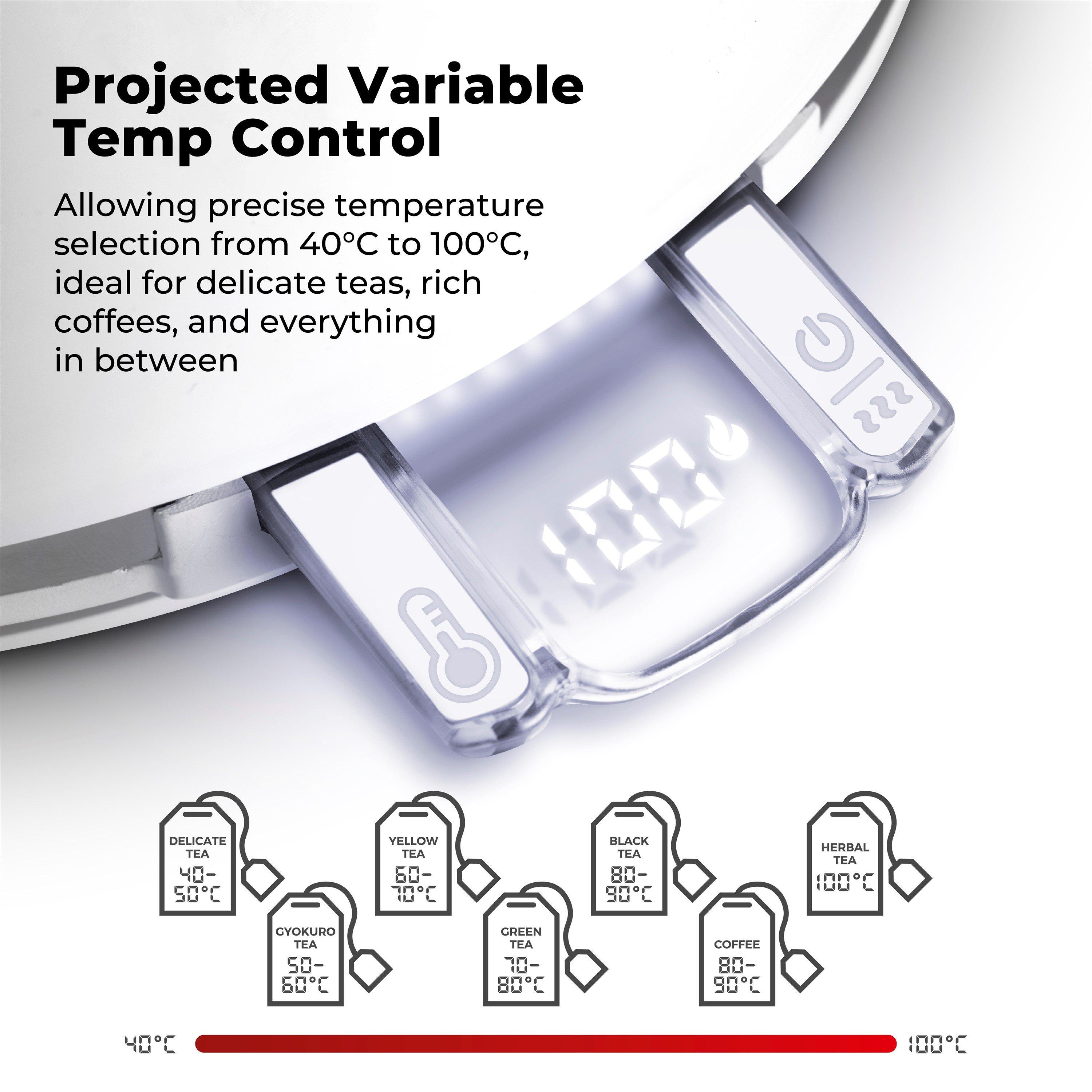 White - Tower - Mirage 1.7L Variable kettle White with Chrome trim - 3