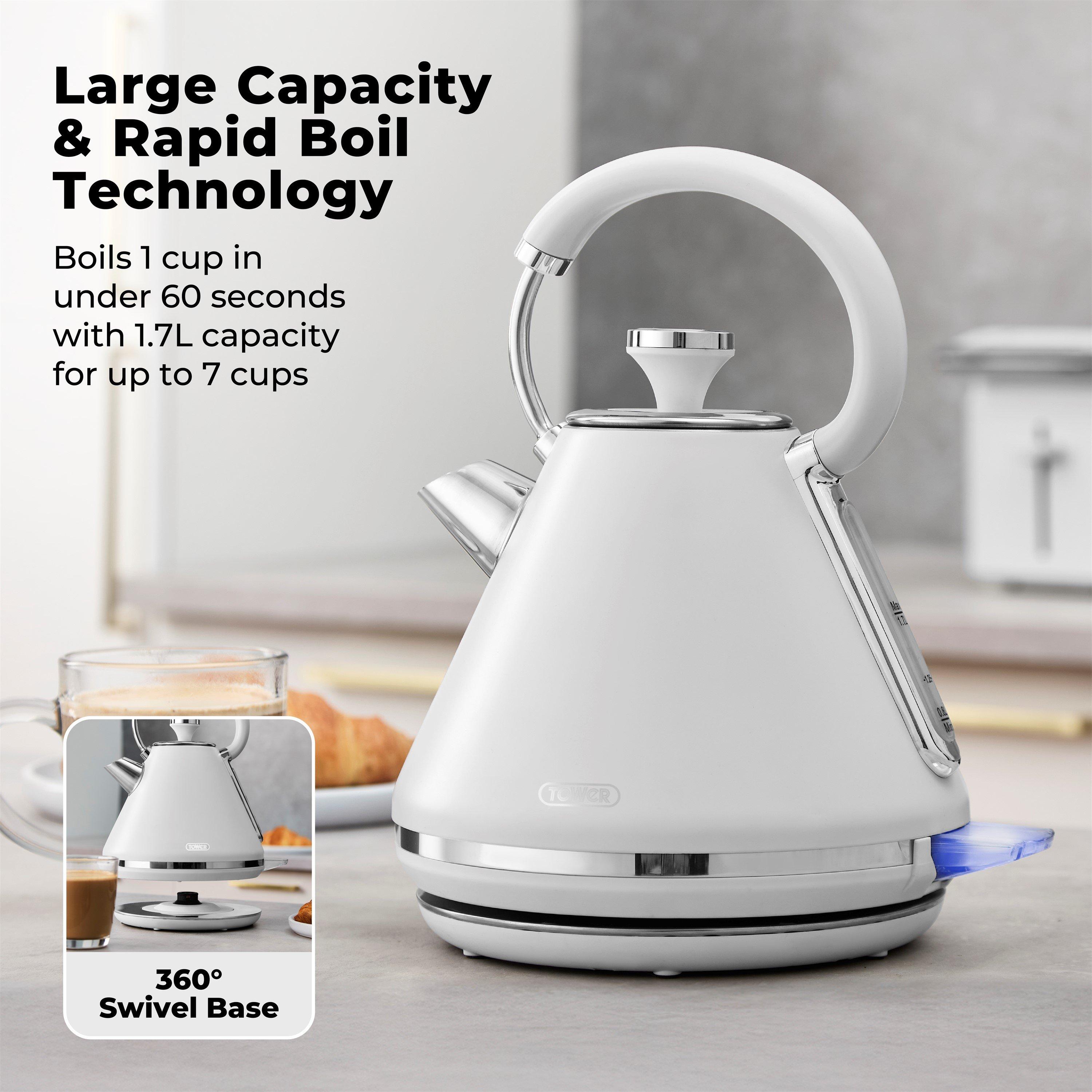 White - Tower - Mirage 1.7L Variable kettle White with Chrome trim - 8