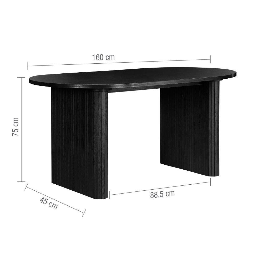 Black - Birlea - Axel Oval Fluted Dining Table With 4 Chairs - 14