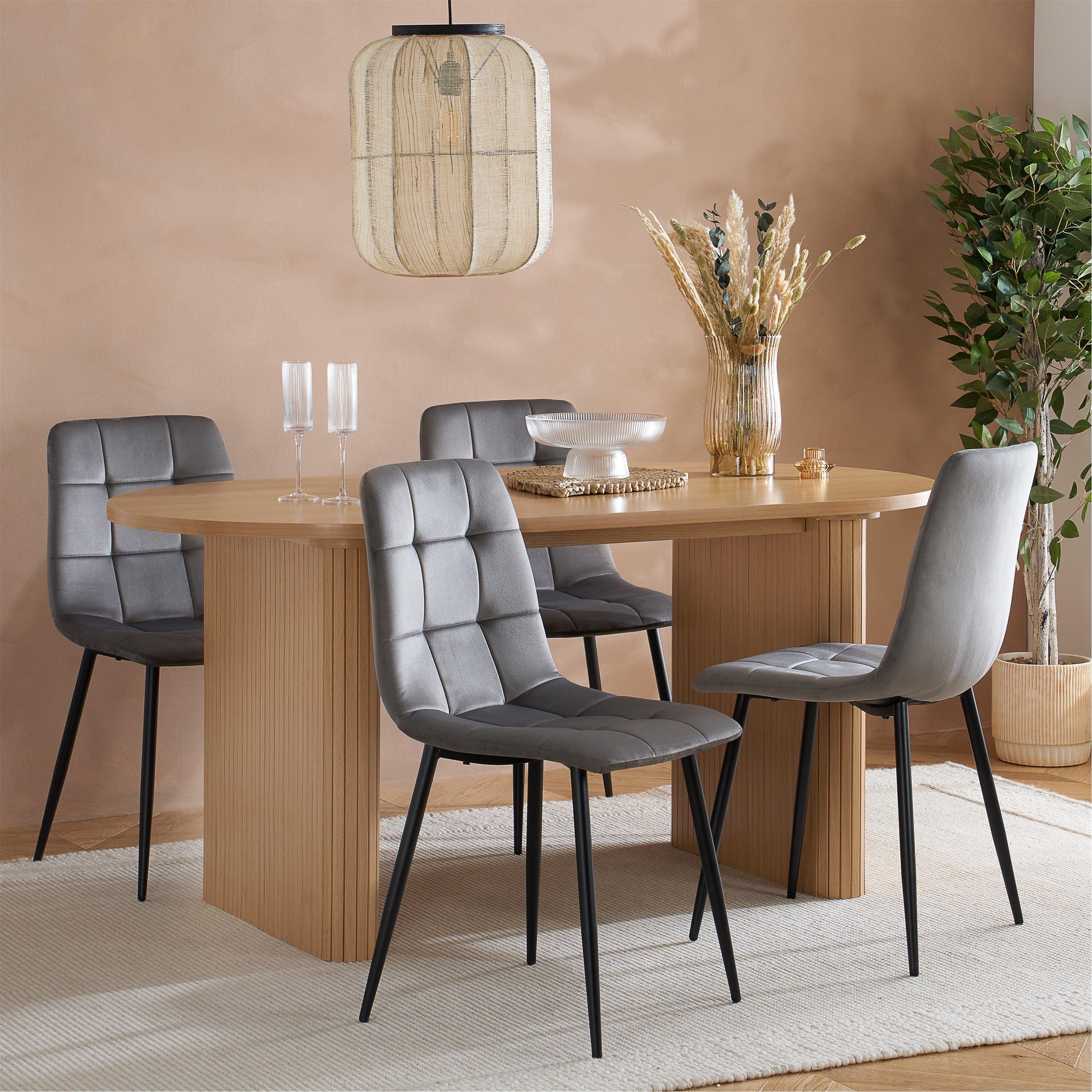 Birlea  Axel Oval Fluted Dining Table With 4 Chairs - Nude