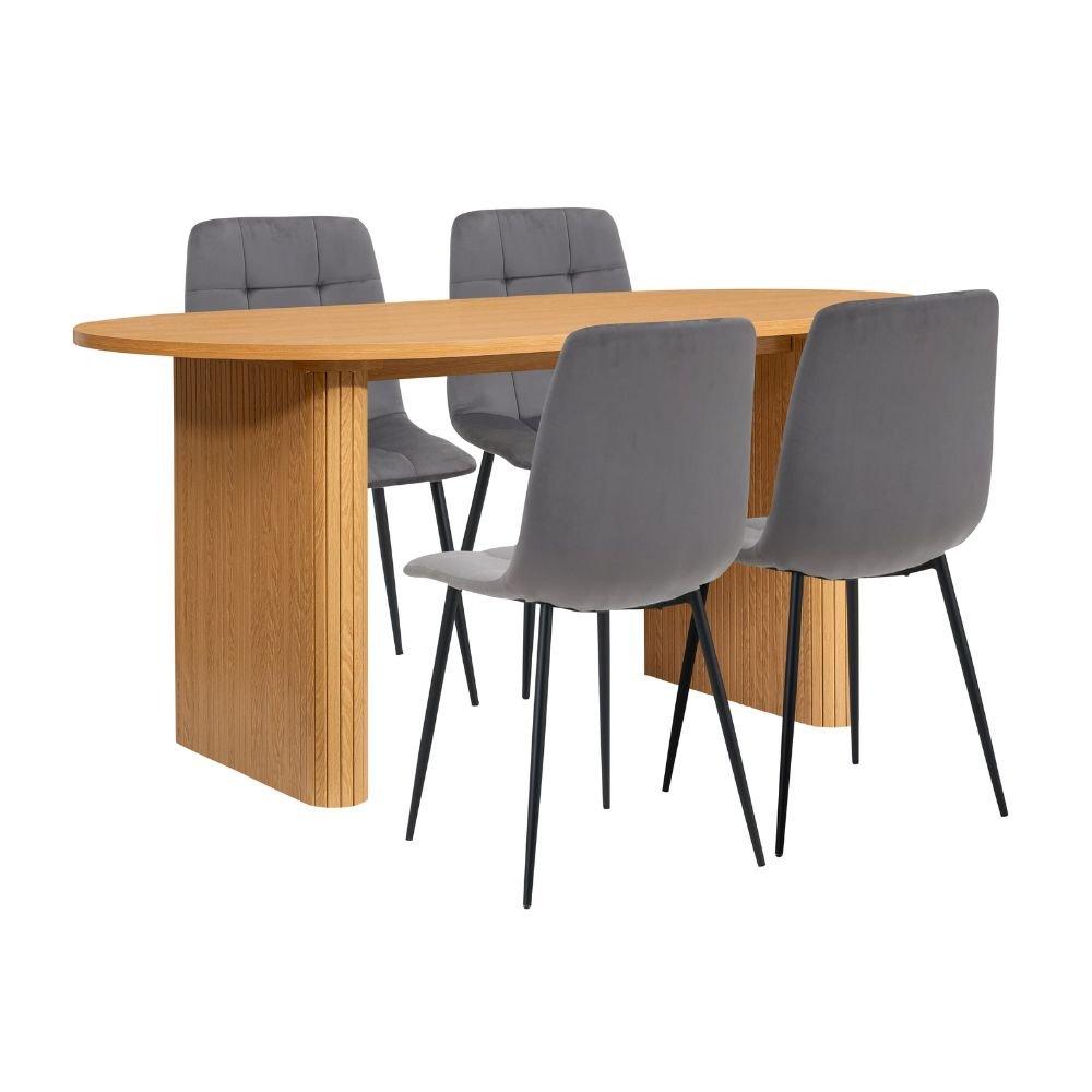 Nude - Birlea - Axel Oval Fluted Dining Table With 4 Chairs - 6