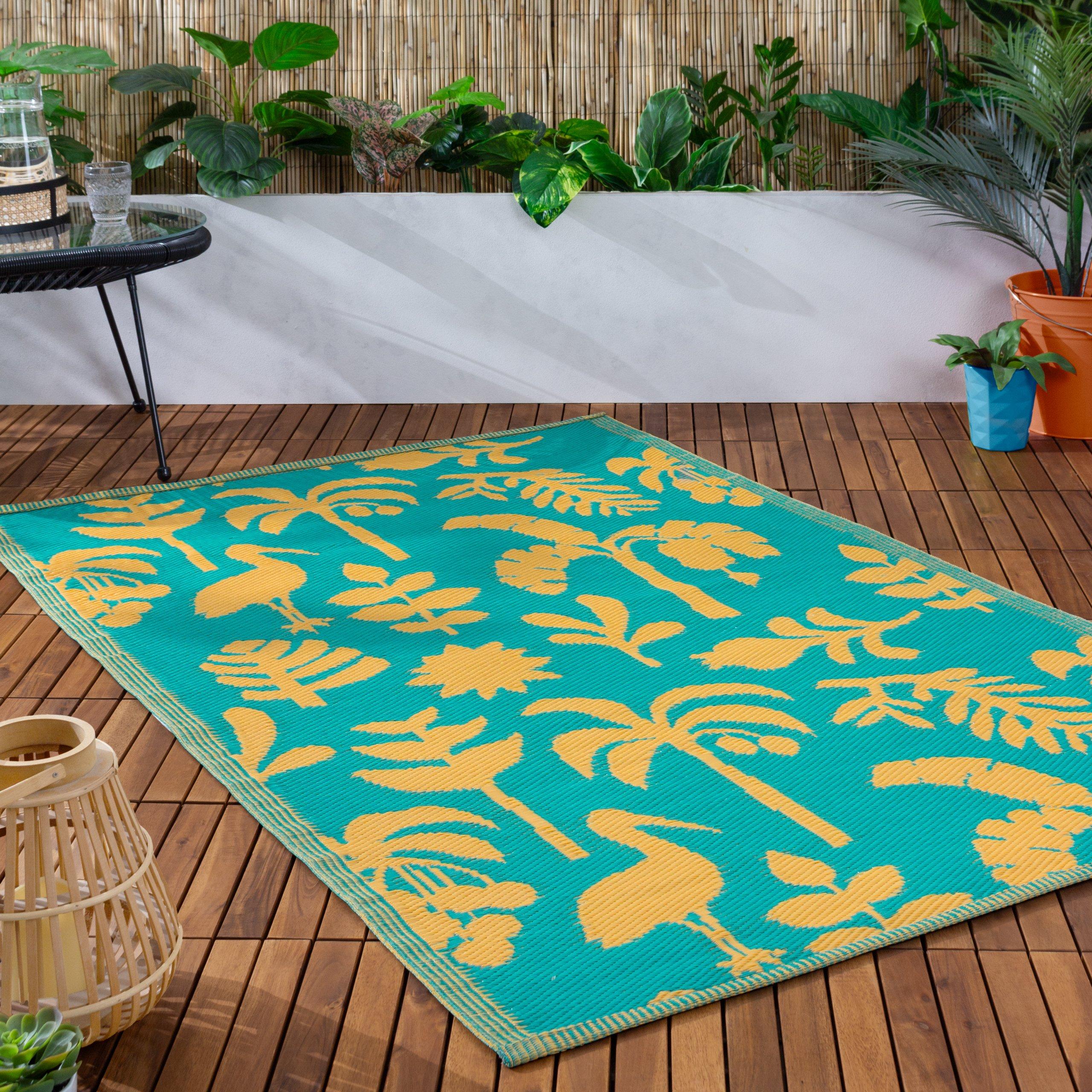 Yellow/Teal - furn. - Marula Outdoor/Indoor 100% Recycled Outdoor Rug - 2