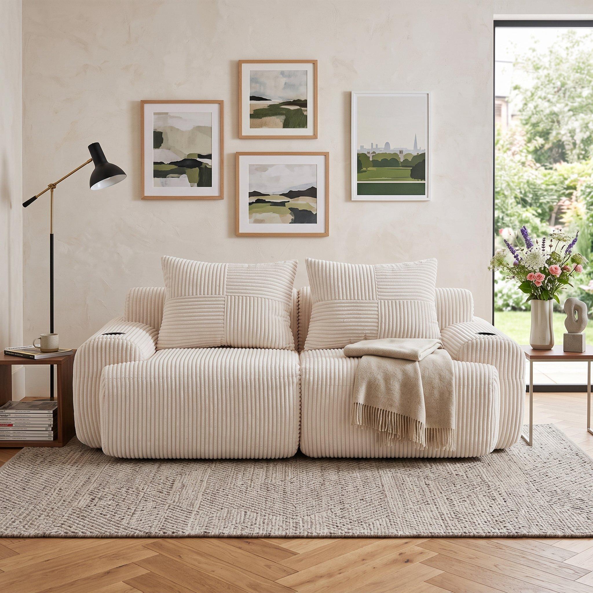 Beige - Urban Meuble - Modular Corduroy Sofa - 1