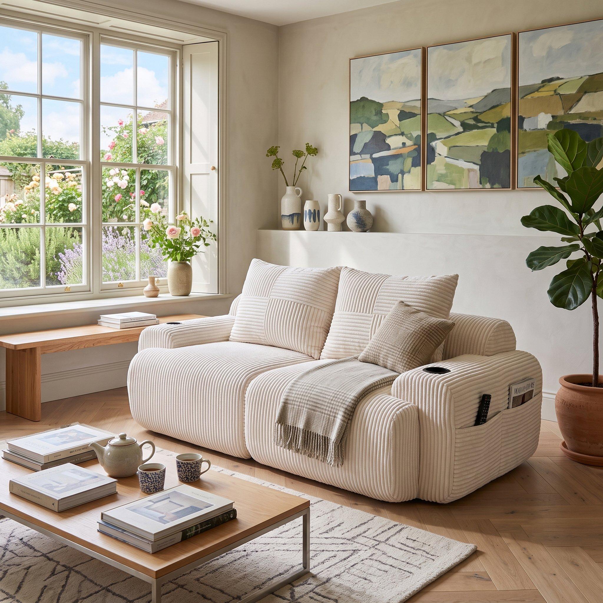 Beige - Urban Meuble - Modular Corduroy Sofa - 2