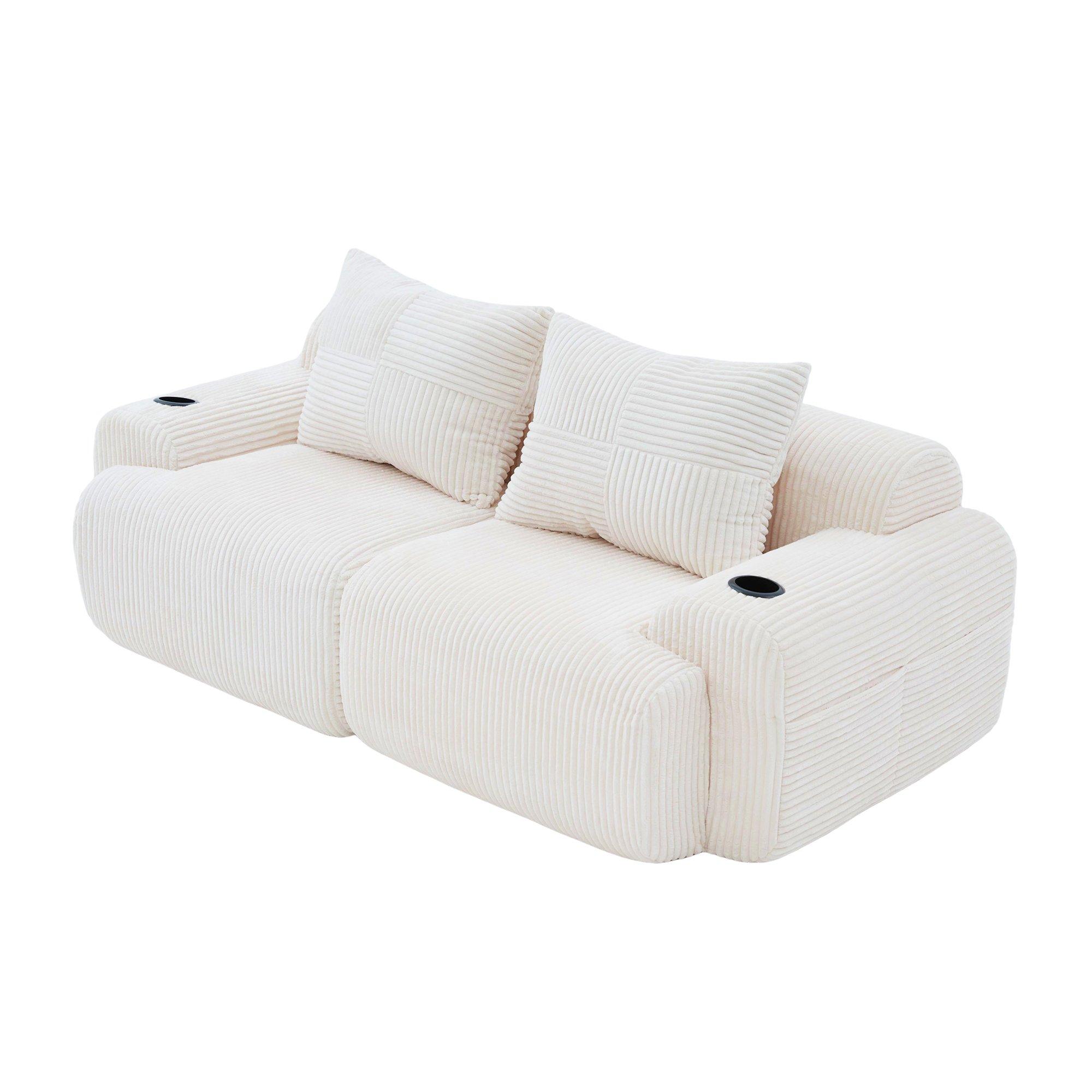 Beige - Urban Meuble - Modular Corduroy Sofa - 12