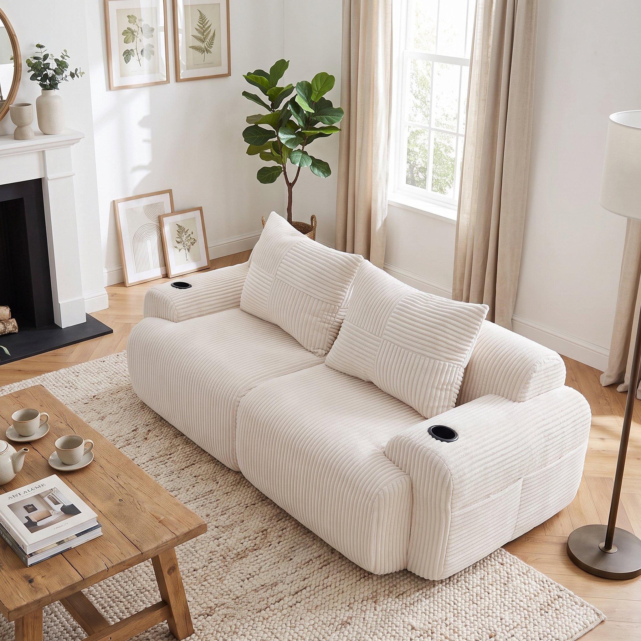 Beige - Urban Meuble - Modular Corduroy Sofa - 4