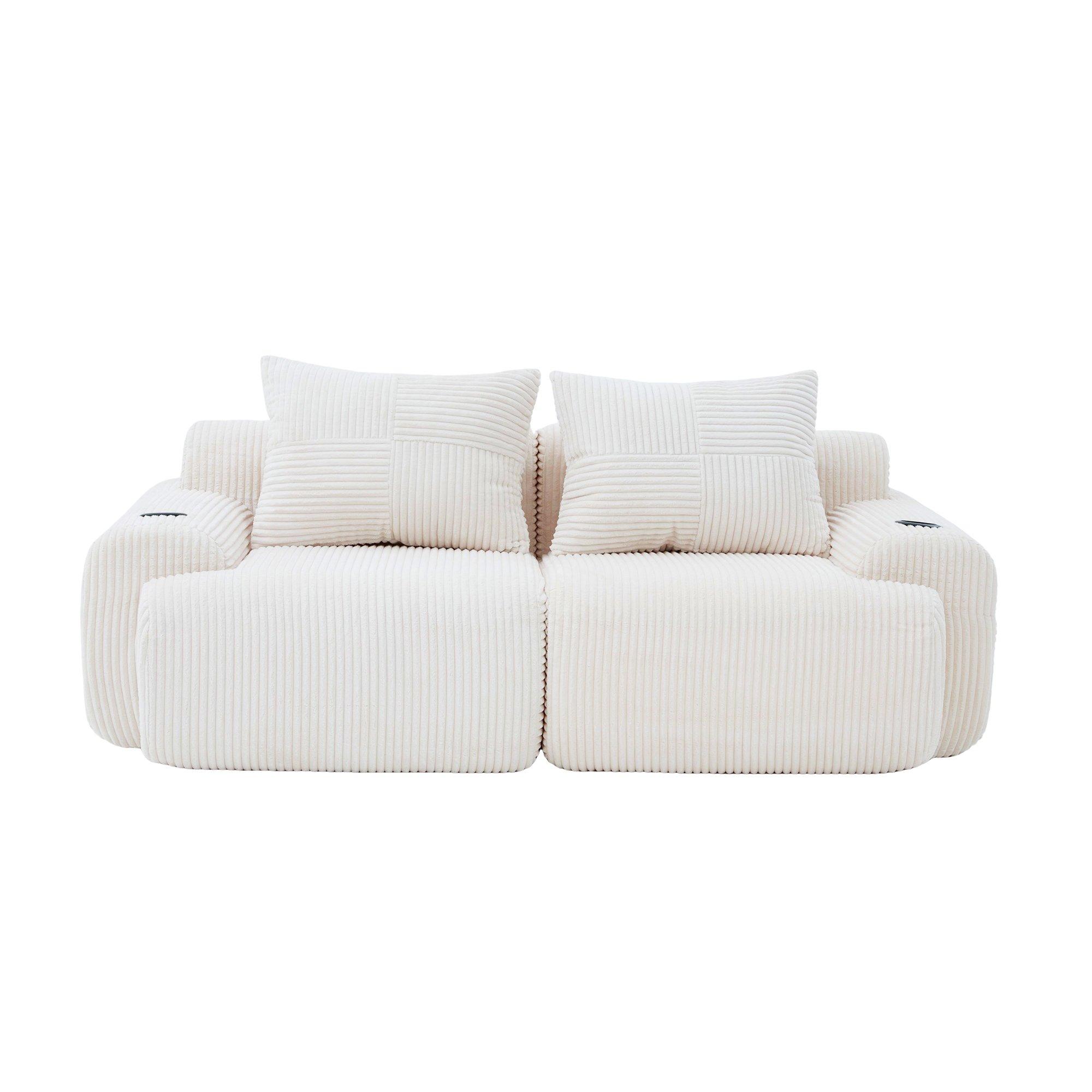 Beige - Urban Meuble - Modular Corduroy Sofa - 5