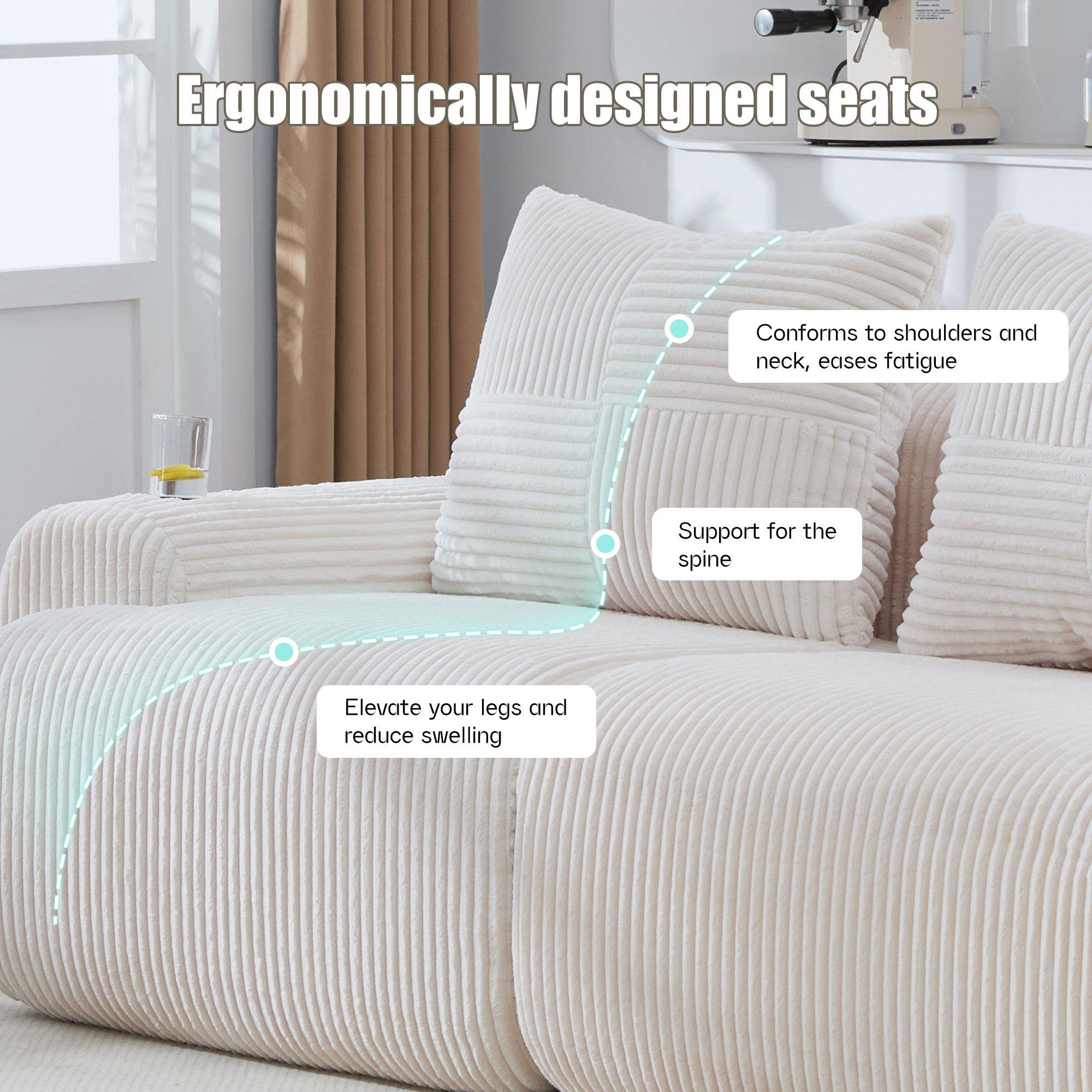 Beige - Urban Meuble - Modular Corduroy Sofa - 8