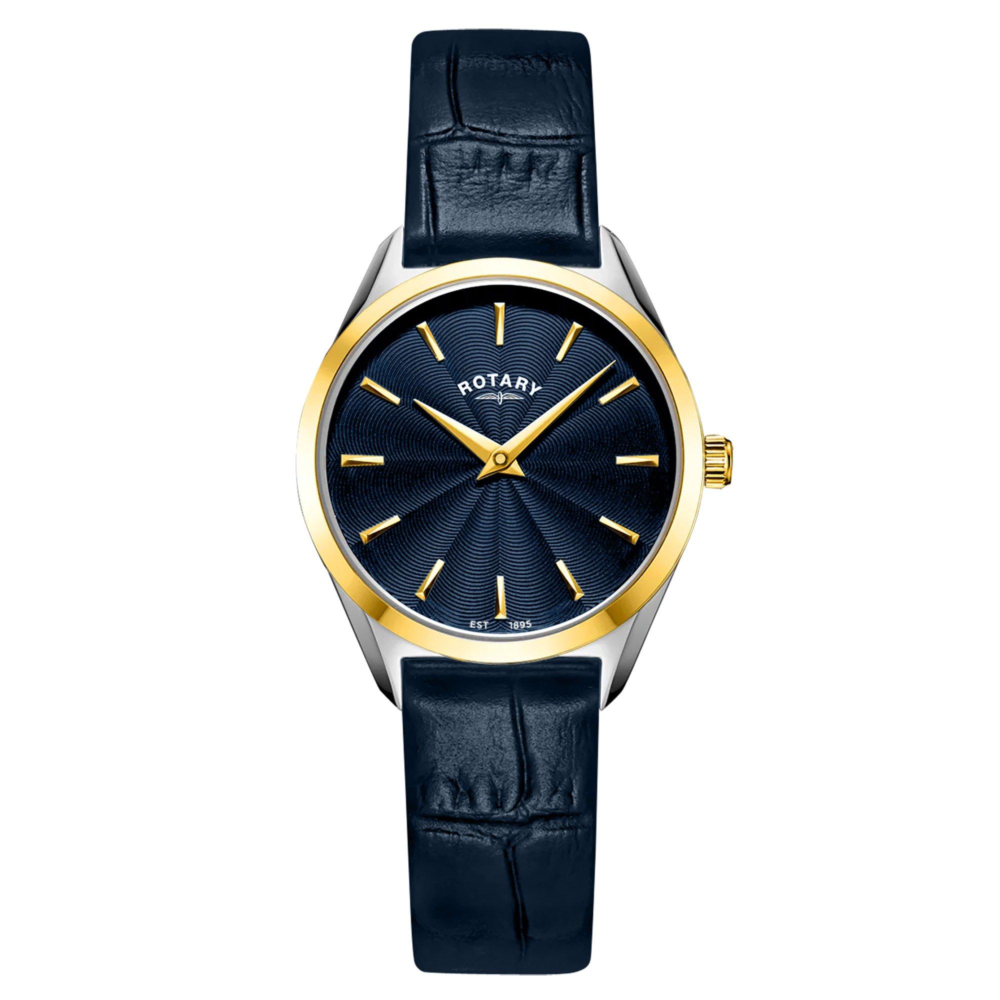 Blue - Rotary - Ladies Ultra Slim SS Blue Leather Watch - 1