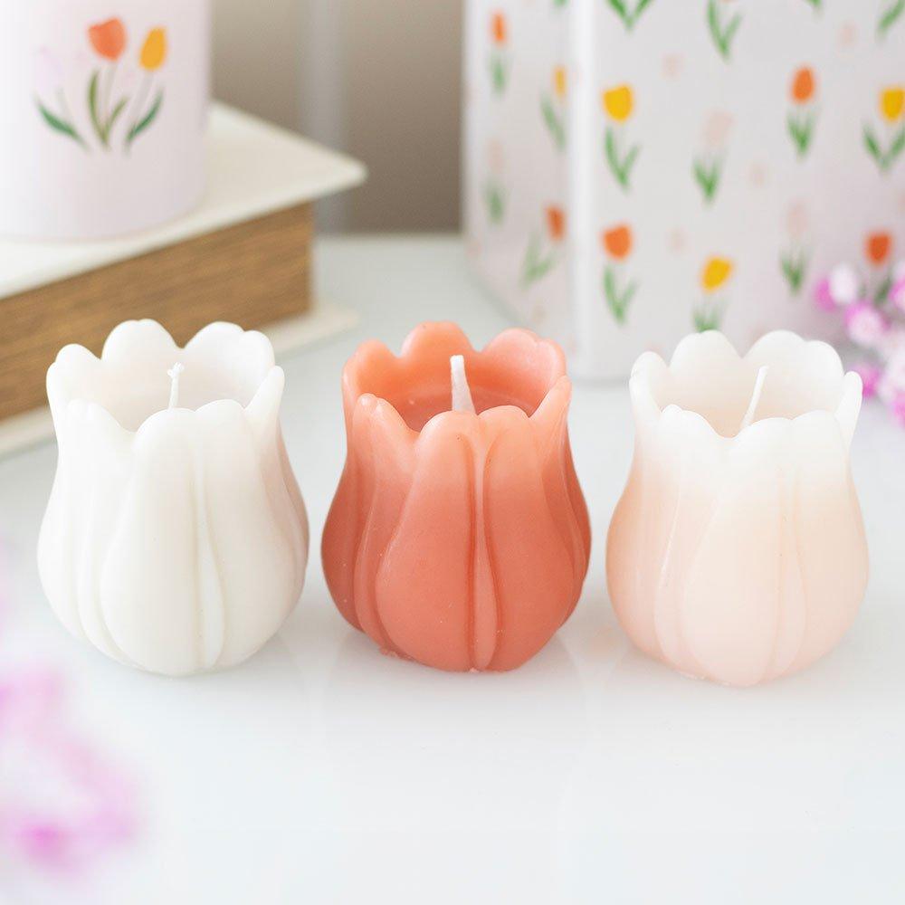 Pink - Something Different - Set of 3 Tulip Shaped Candles - 1