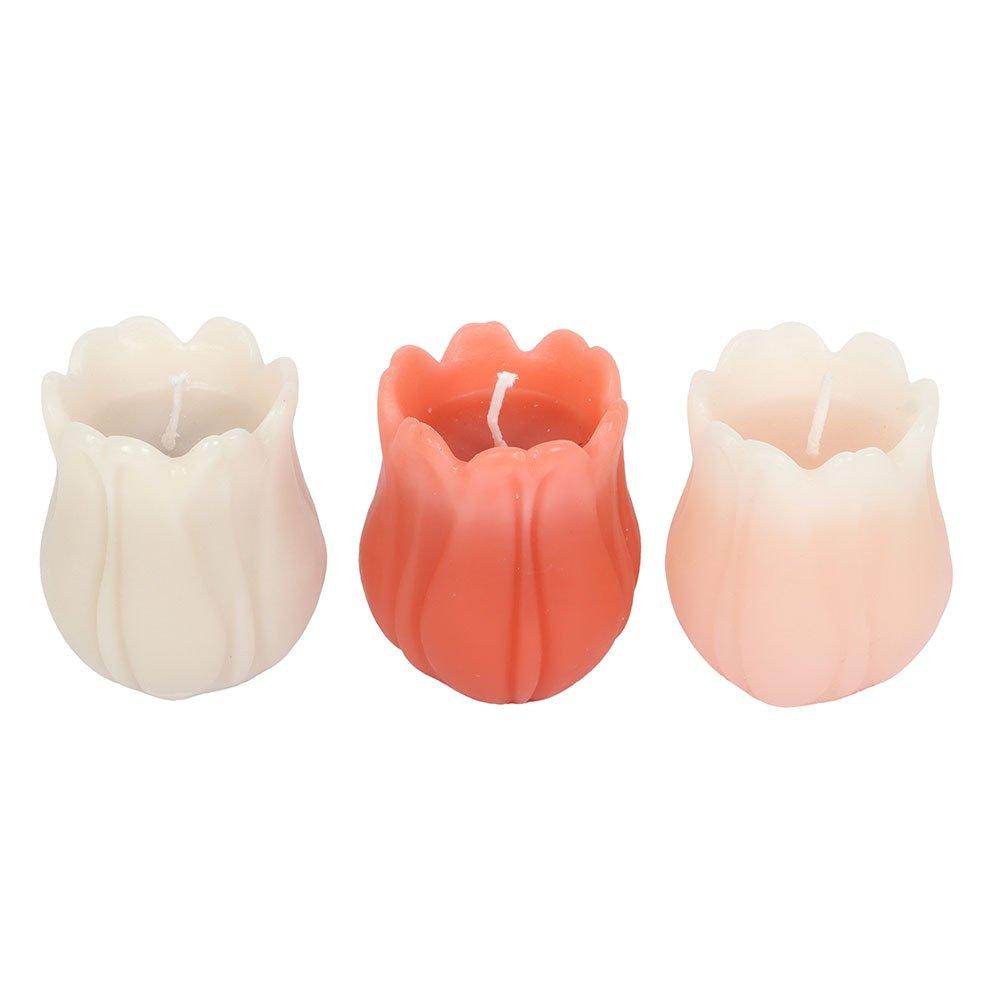 Pink - Something Different - Set of 3 Tulip Shaped Candles - 3