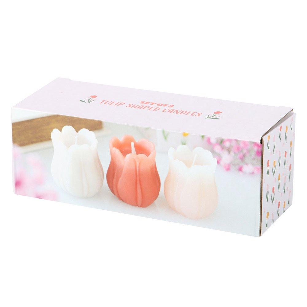 Pink - Something Different - Set of 3 Tulip Shaped Candles - 5