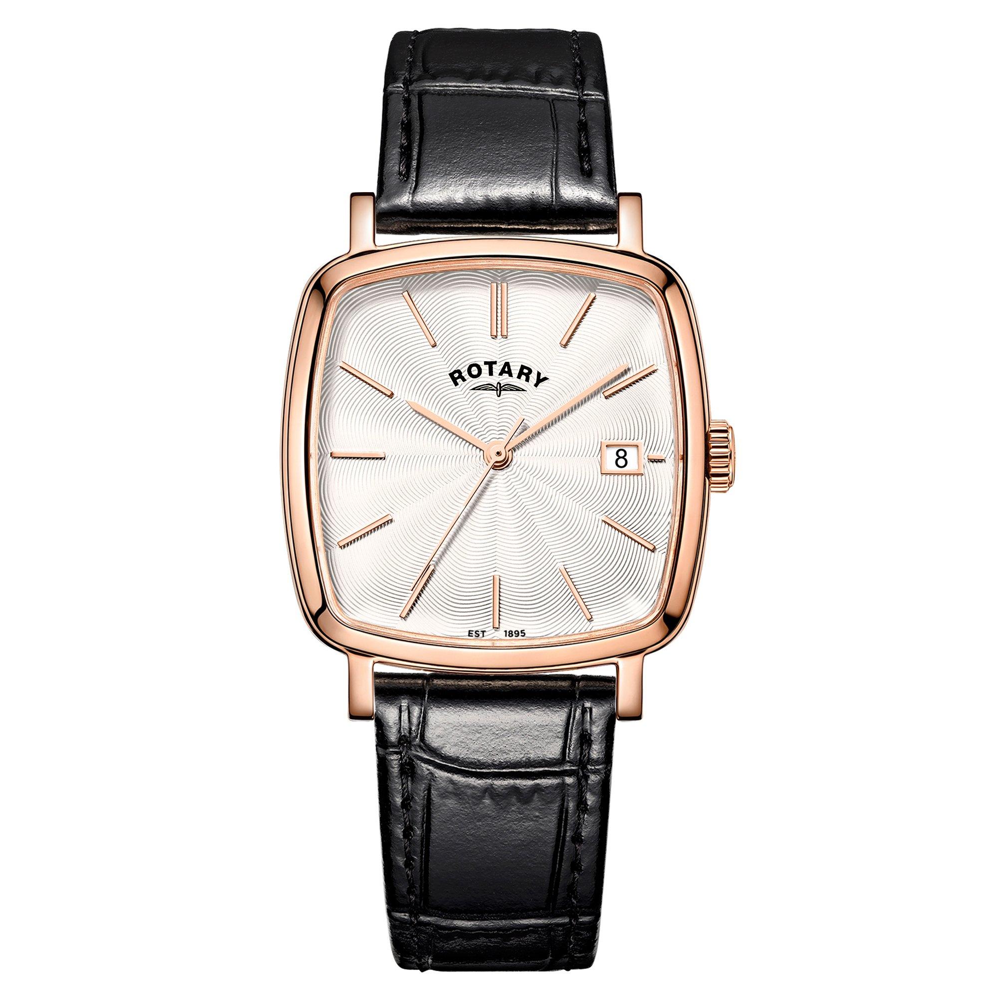 Black - Rotary - Mens Heritage Astoria Square SS Black Watc - 1