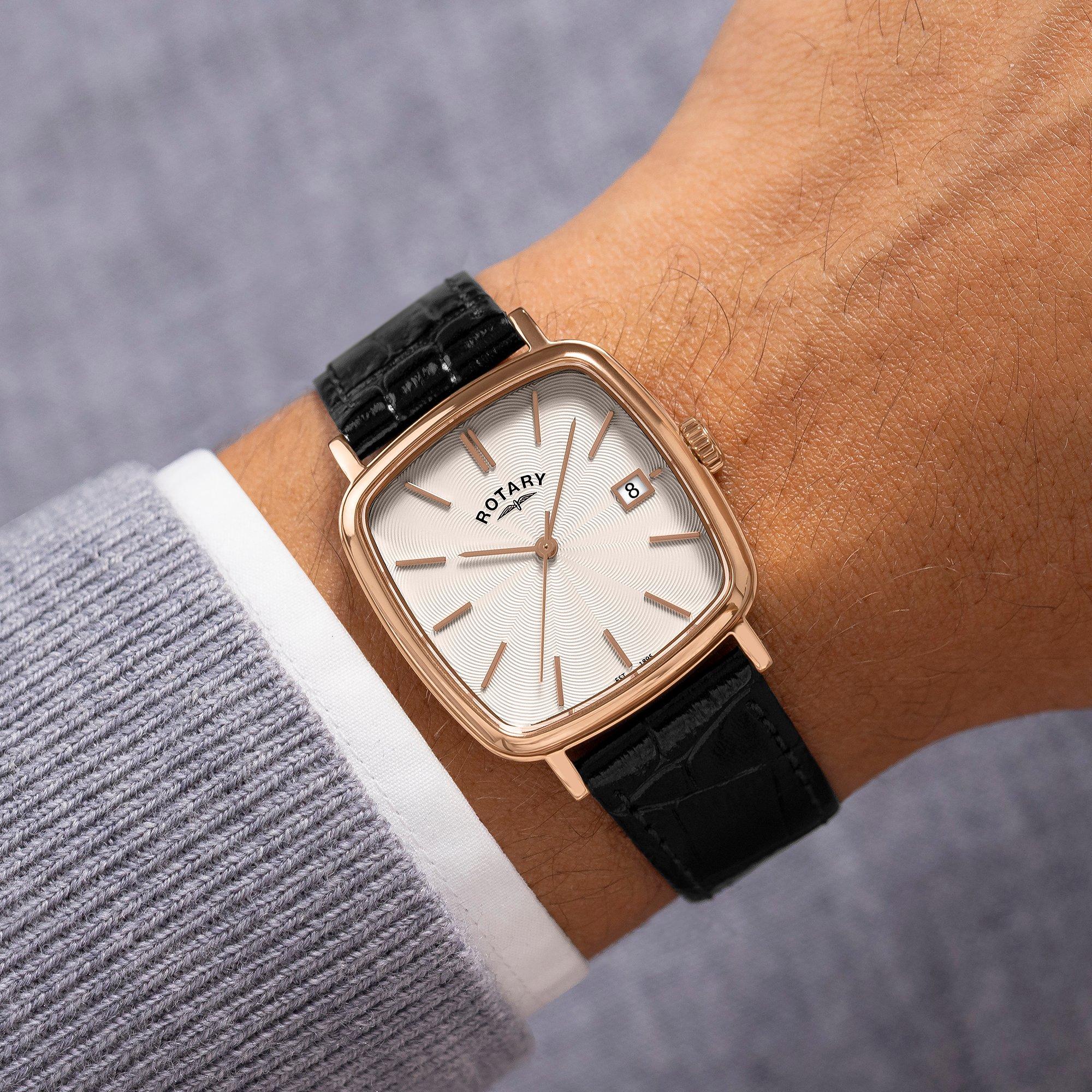 Black - Rotary - Rotary Mens Heritage Astoria Square SS Black Watc - 3