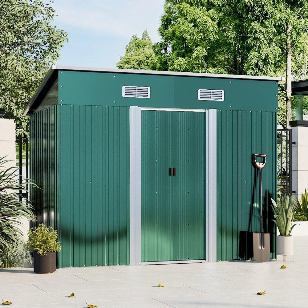 Green - Breeins - Outdoor 4x8Fts Metal Storage Shed Green - 1