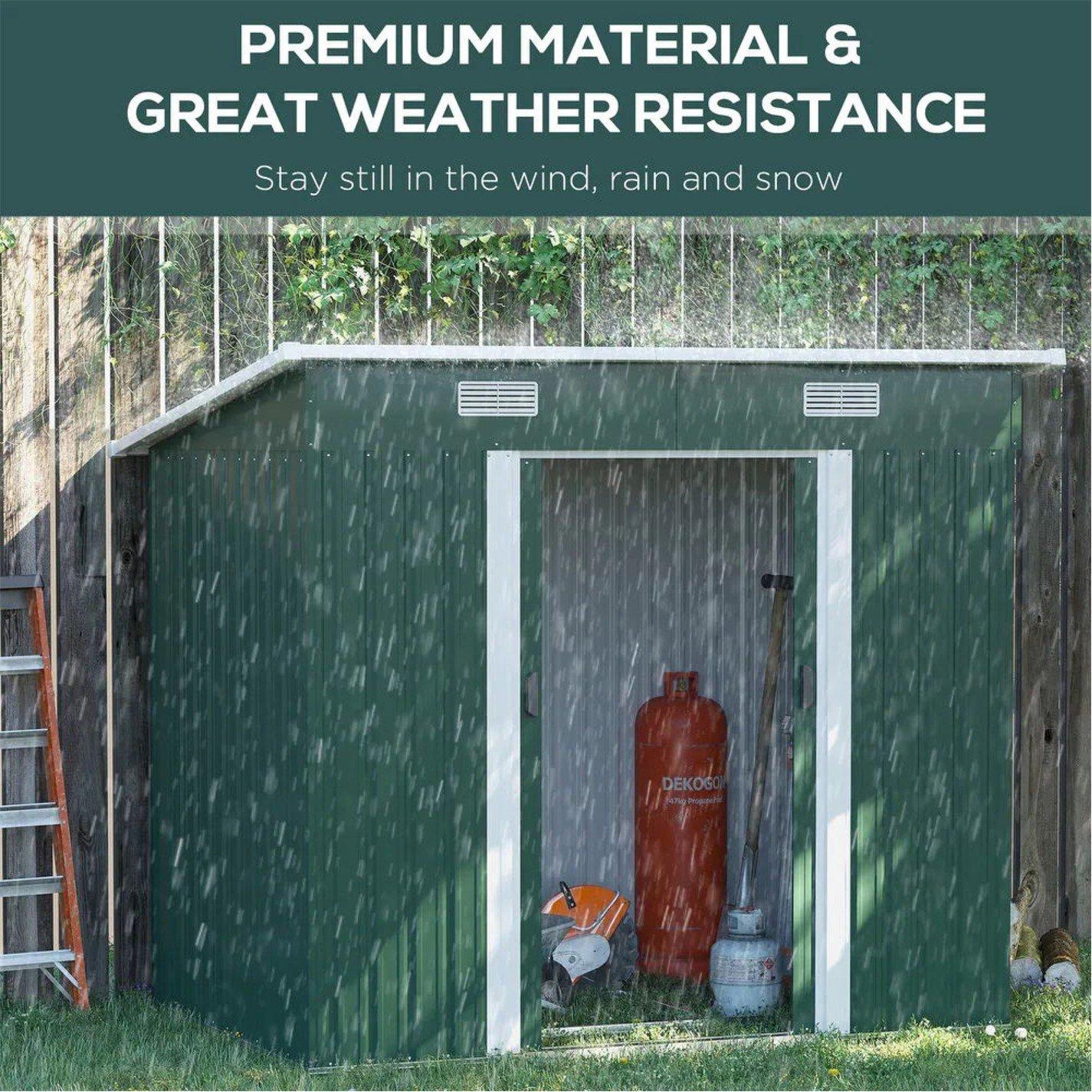 Green - Breeins - Outdoor 4x8Fts Metal Storage Shed Green - 3