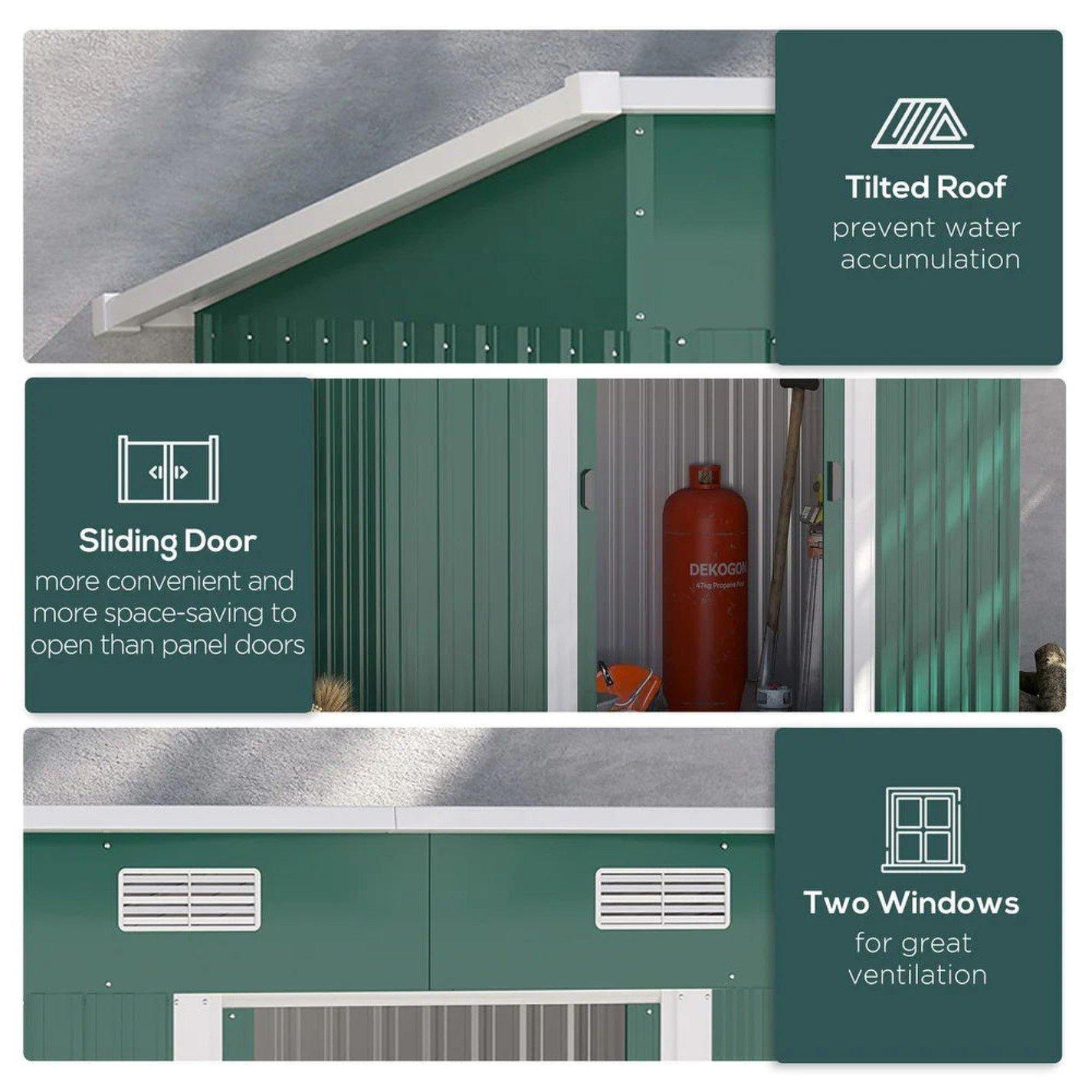 Green - Breeins - Outdoor 4x8Fts Metal Storage Shed Green - 4