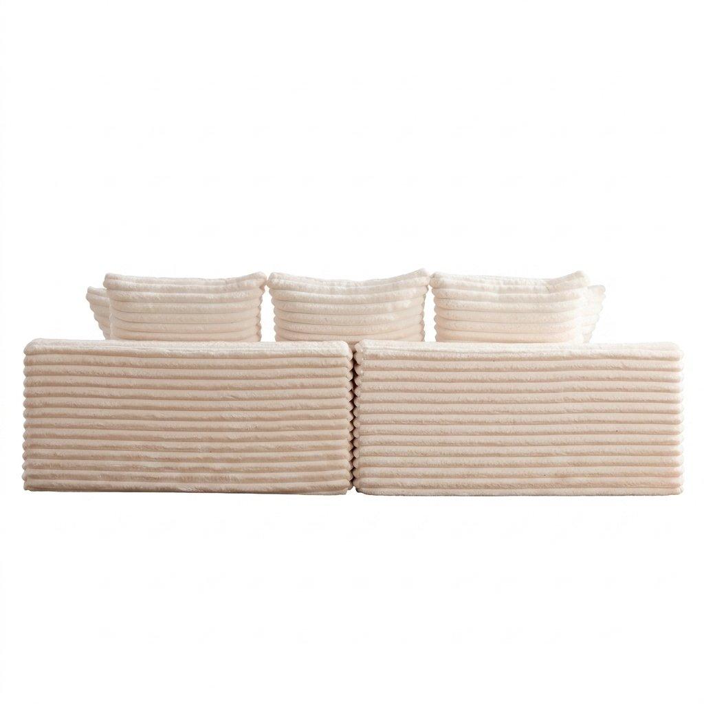 Beige - Urban Meuble - Corduroy Convertible Sofa Bed - 15