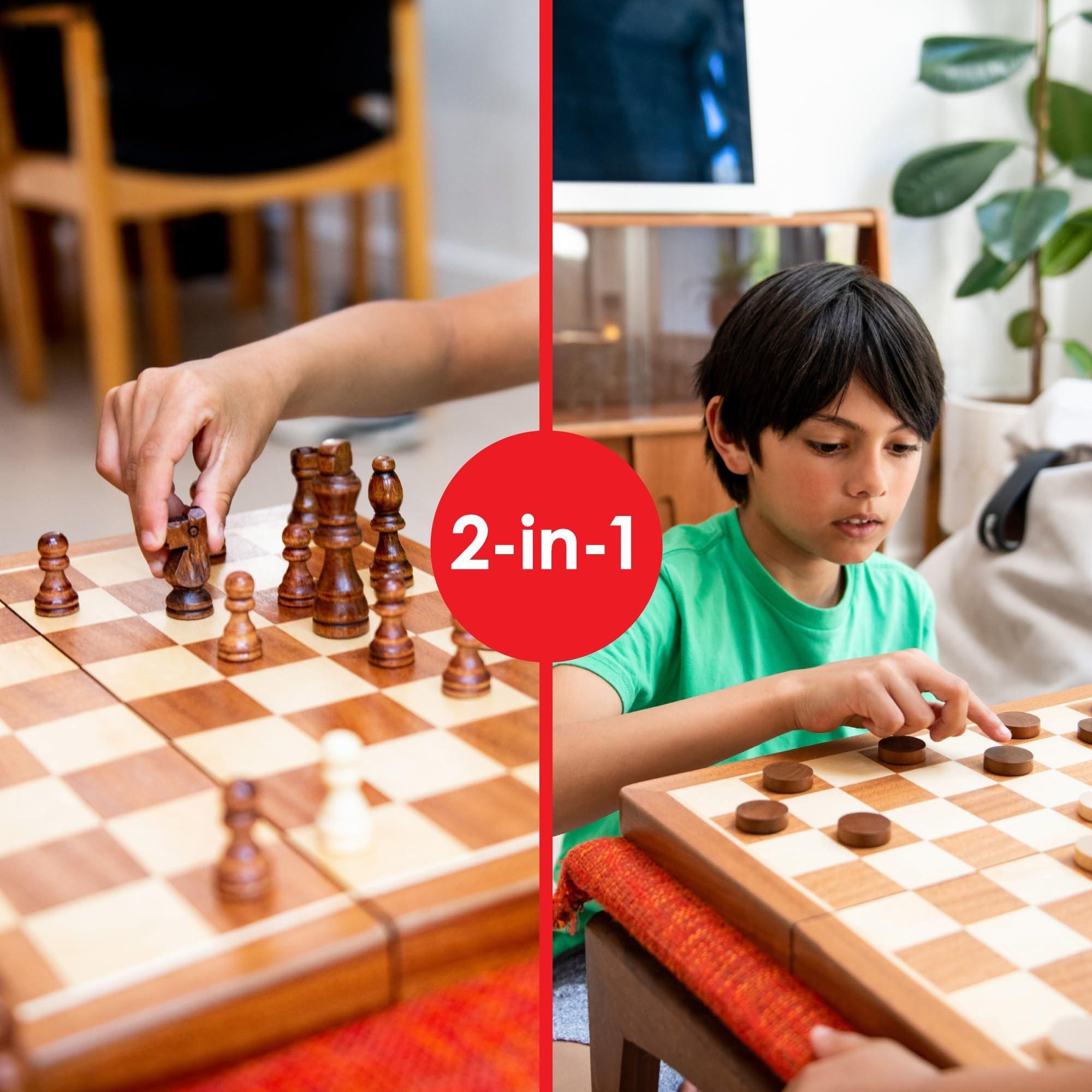 Brown & Black - Planet Direct - M.Y Premium 15 Inch Wooden Magnetic Chess Set - 3