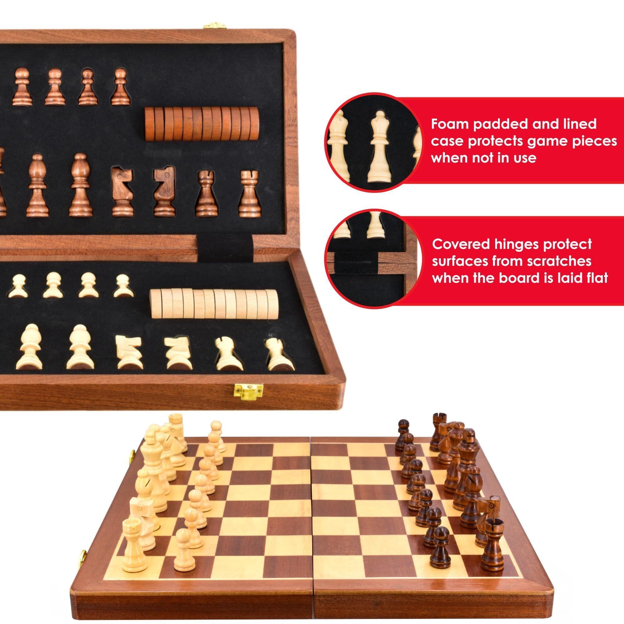 Brown & Black - Planet Direct - M.Y Premium 15 Inch Wooden Magnetic Chess Set - 4