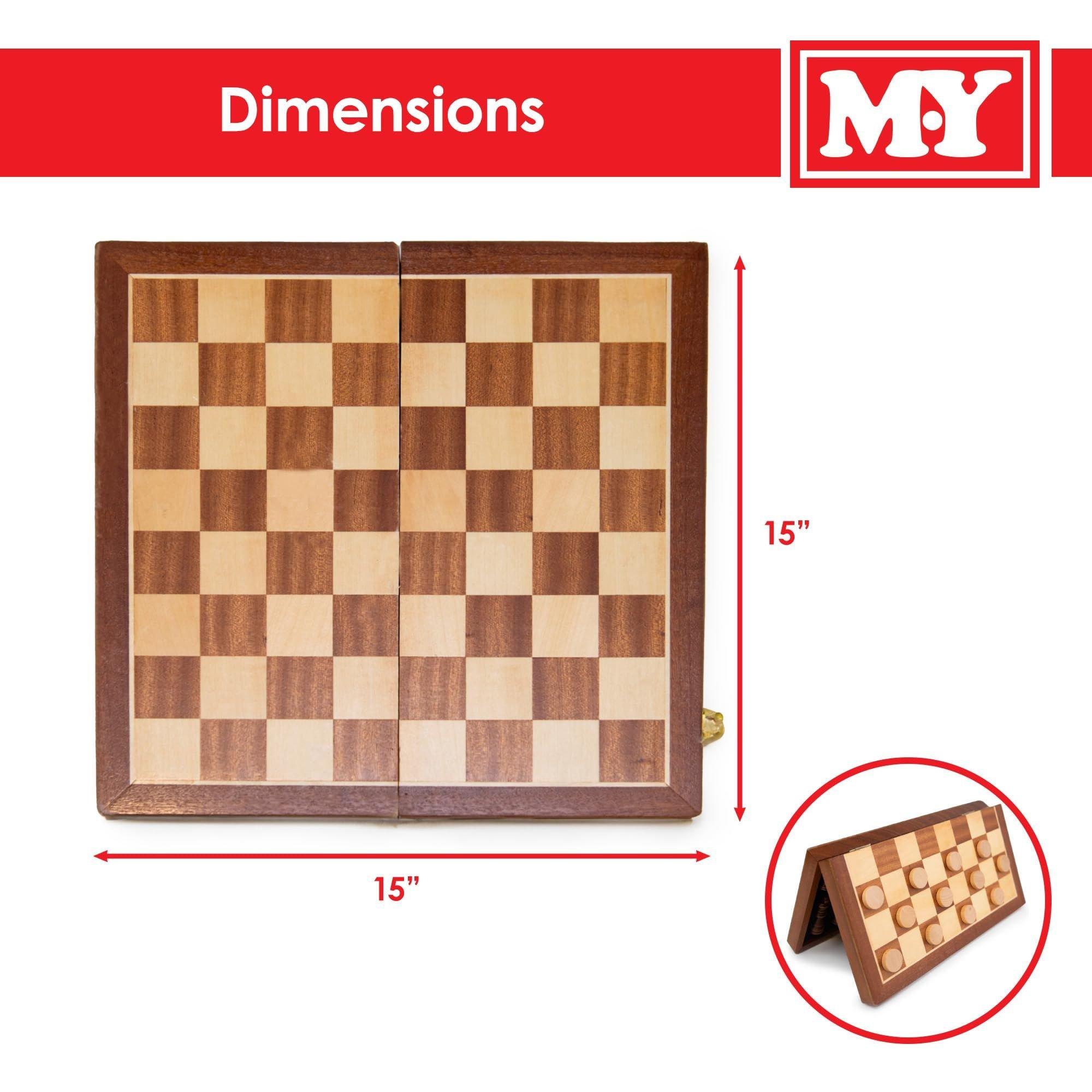 Brown & Black - Planet Direct - M.Y Premium 15 Inch Wooden Magnetic Chess Set - 6
