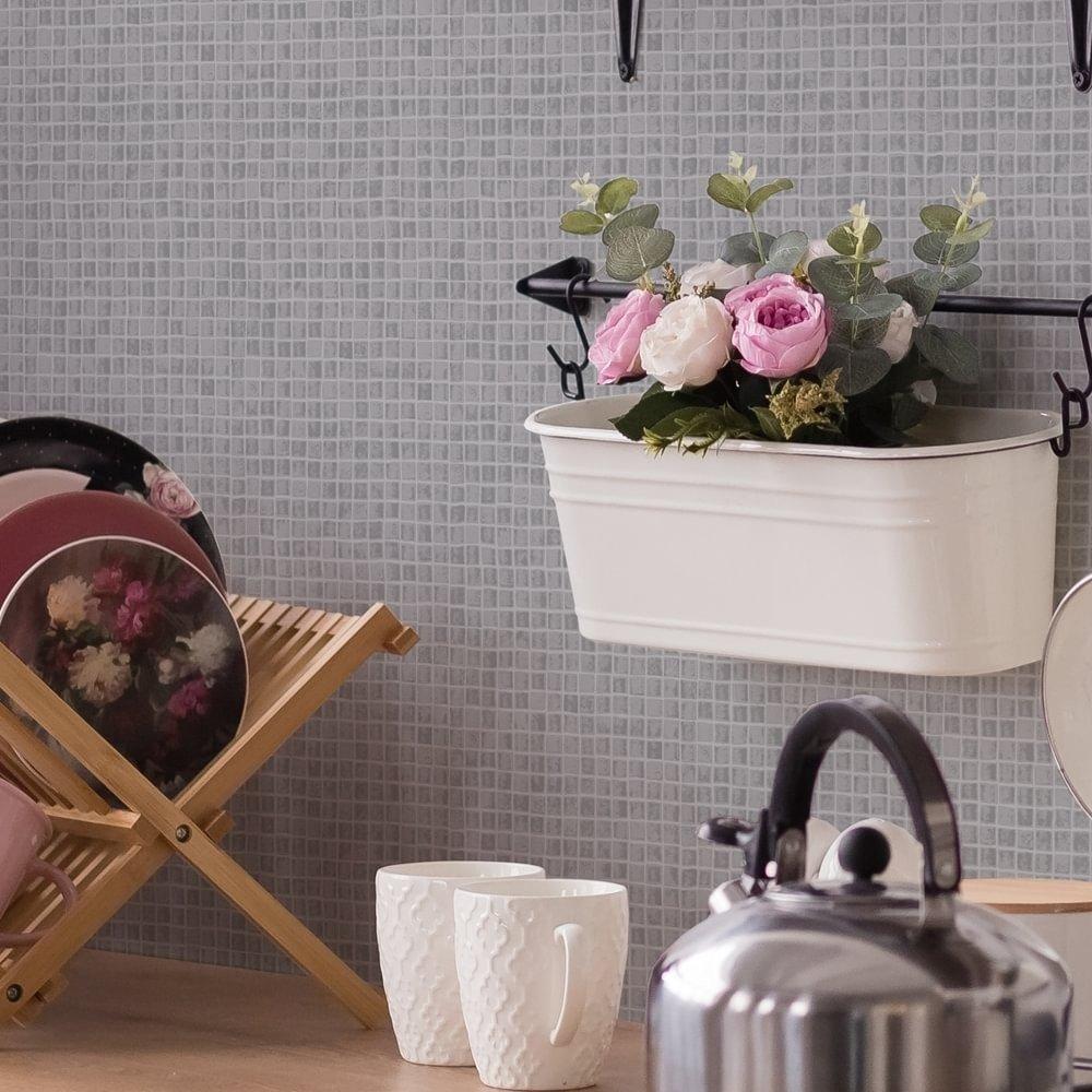 Grey - Contour - Antibac Spectrum Grey Mosaic Wallpaper - 2