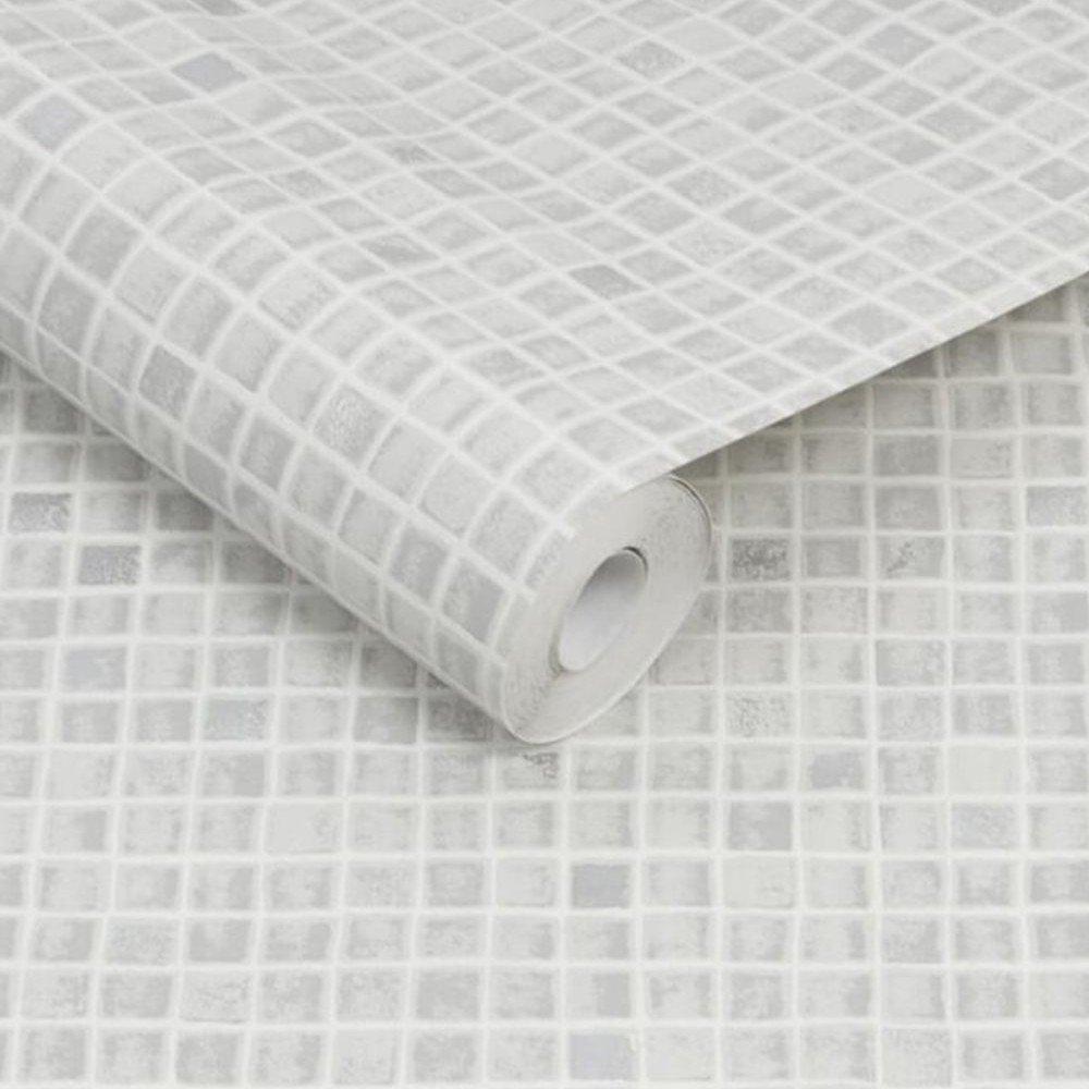 Grey - Contour - Antibac Spectrum Grey Mosaic Wallpaper - 4