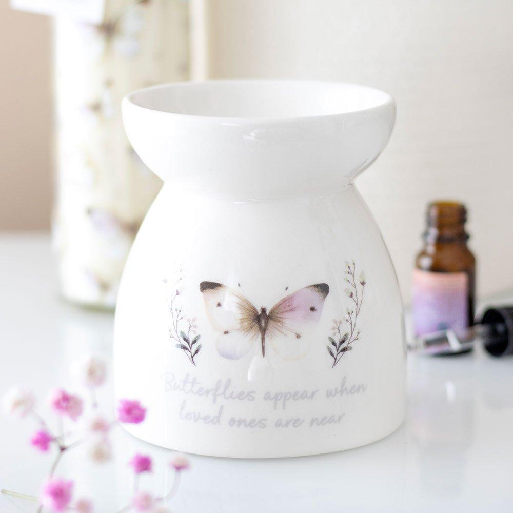 Something Different  Butterflies Appear Oil Burner - White