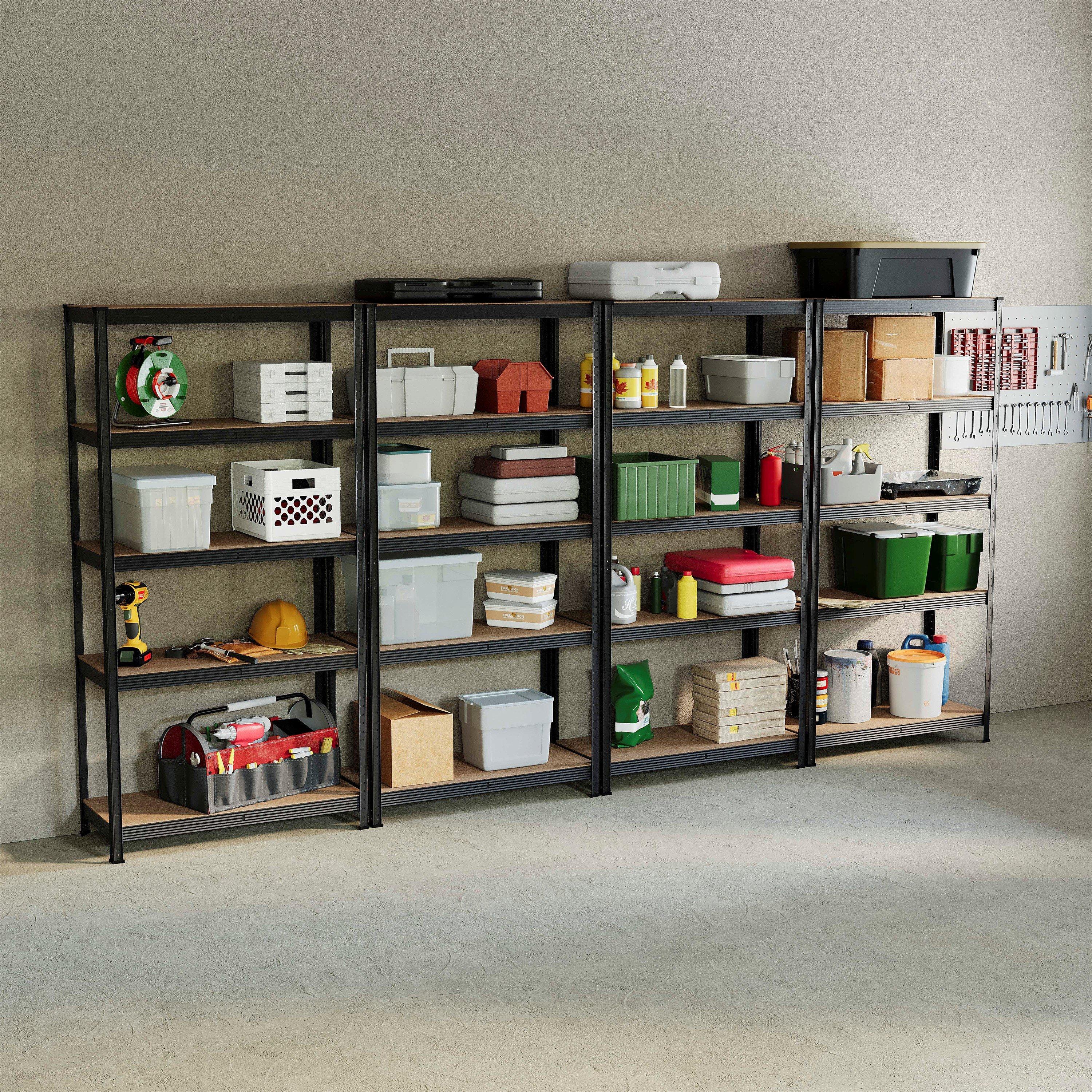 5 Tier Heavy Duty Steel Garage Shelving - 4 Bay