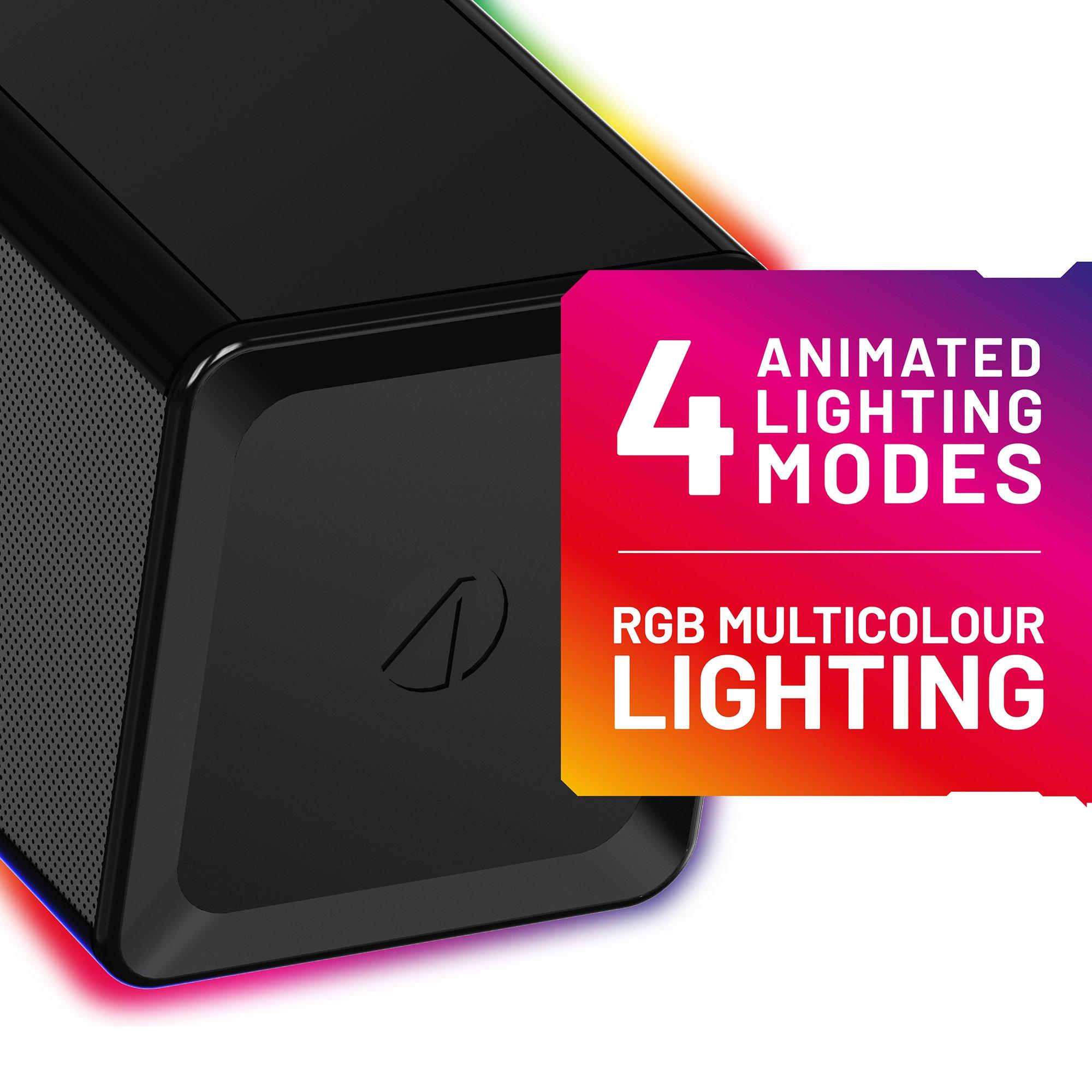 Multi Format - Stealth - LED Light-Up Rechargeable Portable Soundbar for Gaming Music and Movies - 5