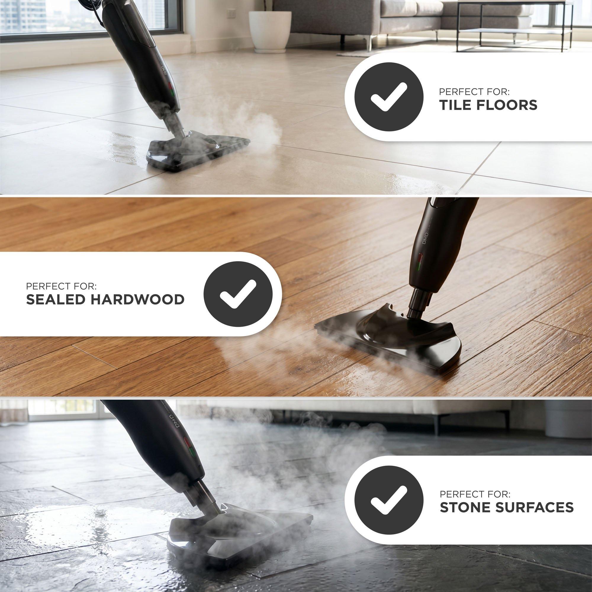 Black - DMD Collective - Steam Mop Floor Cleaner -Adjustable Steam Control - 5