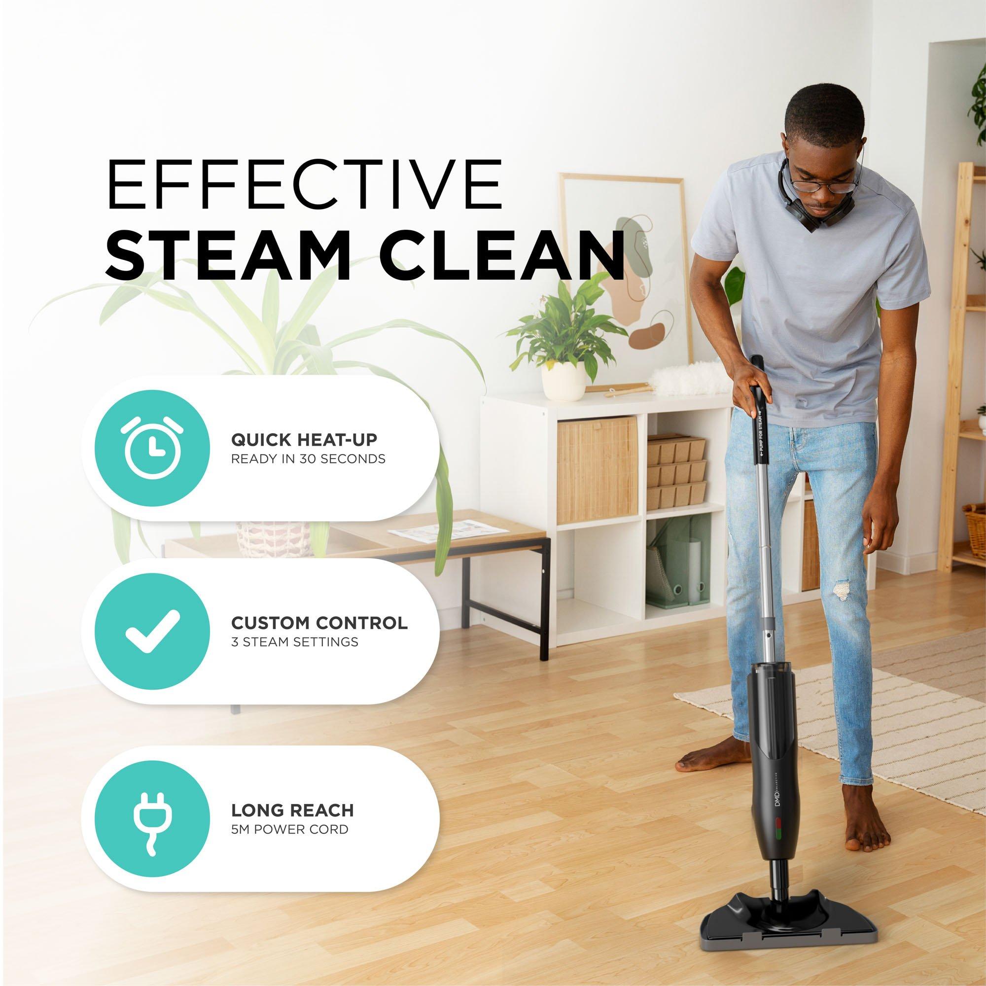 Black - DMD Collective - Steam Mop Floor Cleaner -Adjustable Steam Control - 7