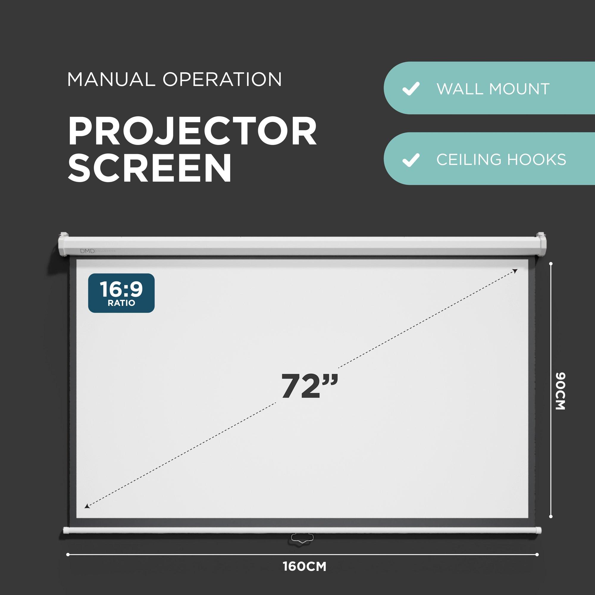 White - DMD Collective - 72 Manual Self Lock Screen 16:9 Aspect Ratio - 2