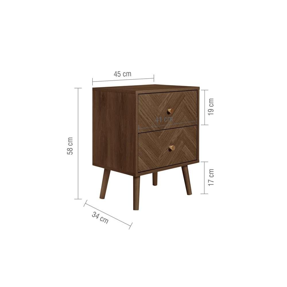 Brown - Birlea - Herringford 2 Drawer Bedside - 9