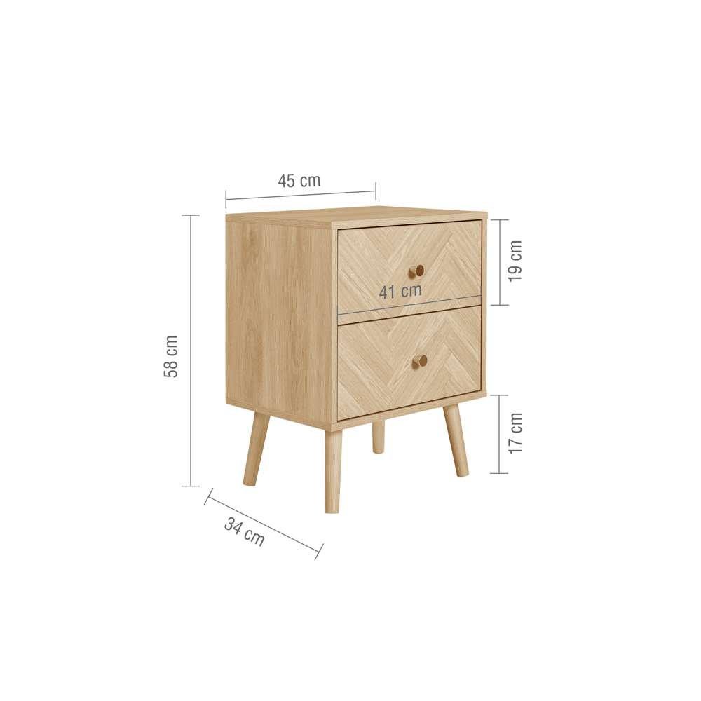 Nude - Birlea - Herringford 2 Drawer Bedside - 9