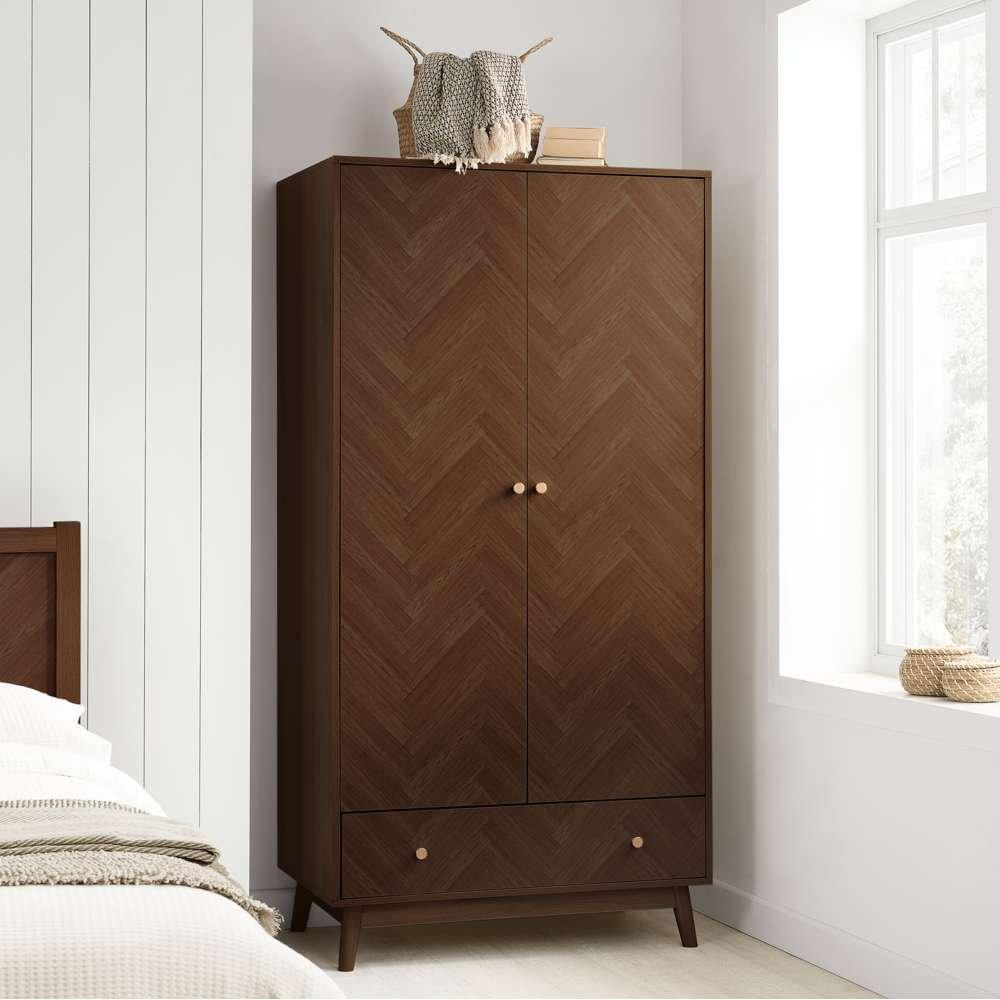Brown - Birlea - Herringford 2 Door 1 Drawer Wardrobe - 1
